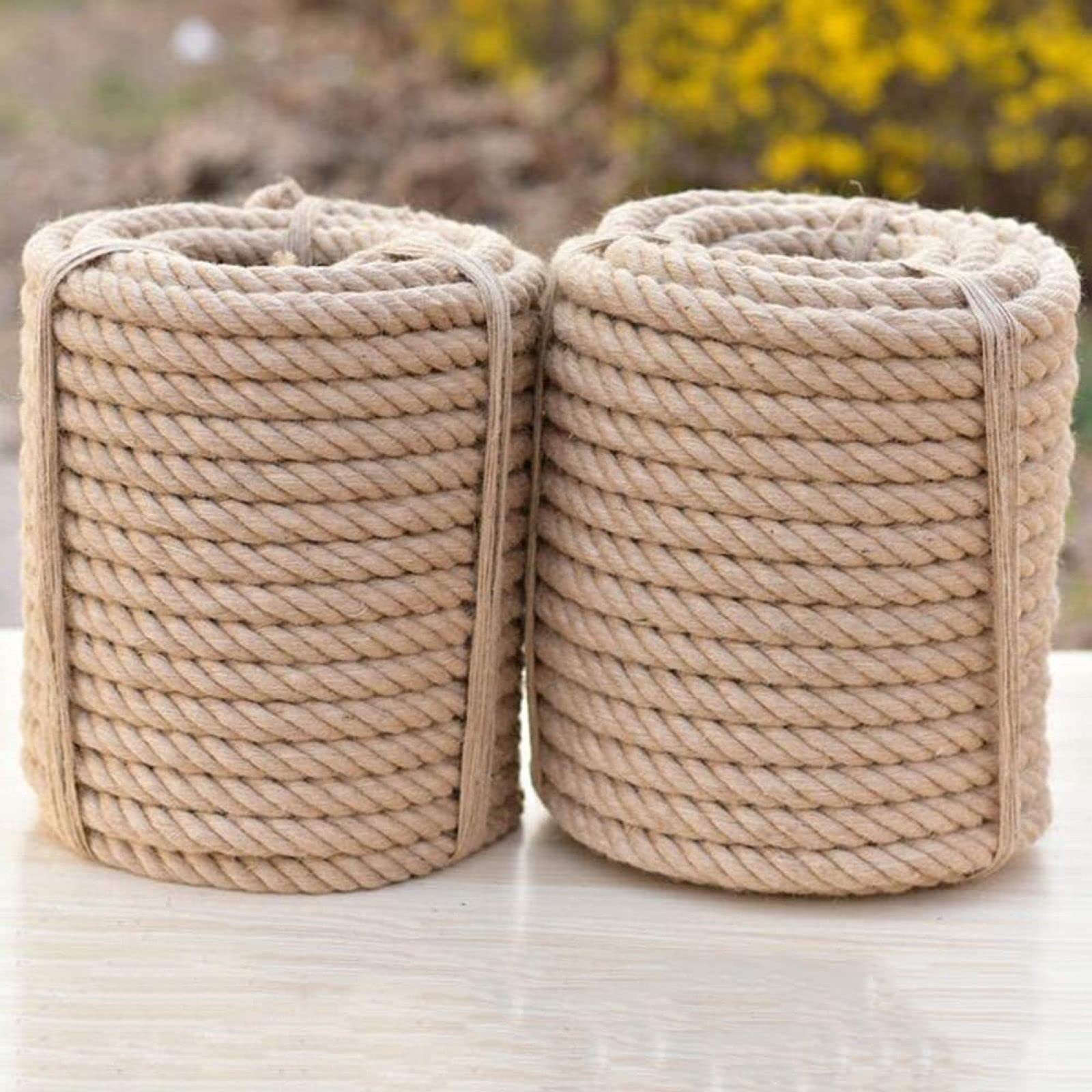Natural Jute Rope - 35mm Thick Hemp Rope, High Strength Sisal Rope for Climbing, Landscaping, Decorations, Tug of War or General Use - 25m_35 | Perfect for DIY Projects, Garden Decor, and Outdoor Activities
