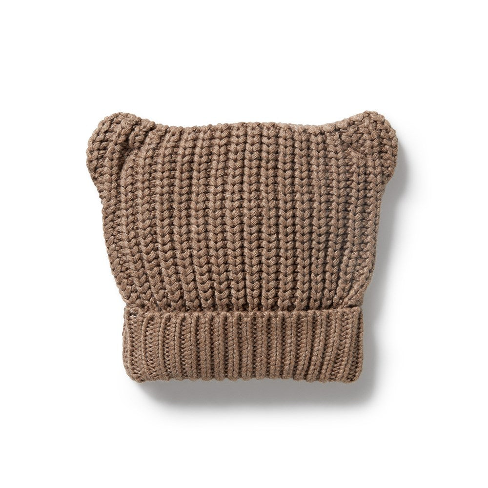 Organic Knitted Bear Hat with Coco Speckle Design - Soft & Warm Winter Beanie for Babies & Toddlers - Perfect for Outdoor Play, Photo Shoots & Cold Weather Protection