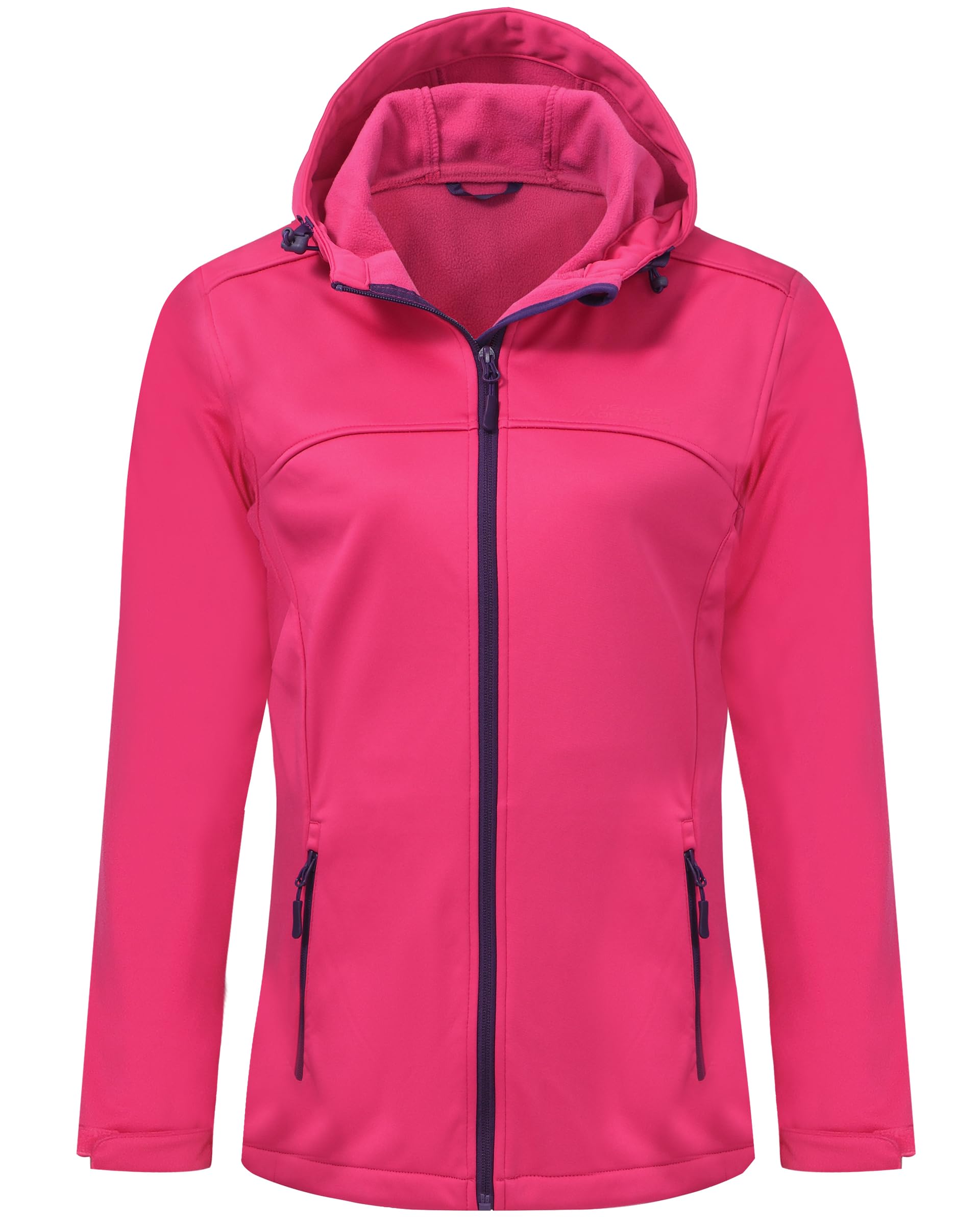 Women's Lightweight Fleece-Lined Softshell Jacket - Waterproof Windproof Hooded Outdoor Coat for Hiking, Camping & Winter Sports