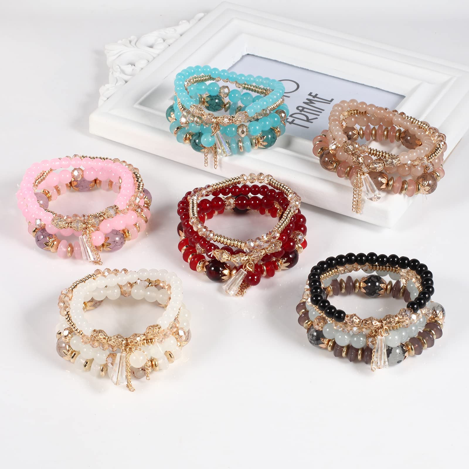 Bohemian Stackable Stretch Bracelets for Women & Girls - Colorful Beaded Charm Jewelry Set, Handmade Multilayer Beads for Everyday Wear, Parties & Gifts