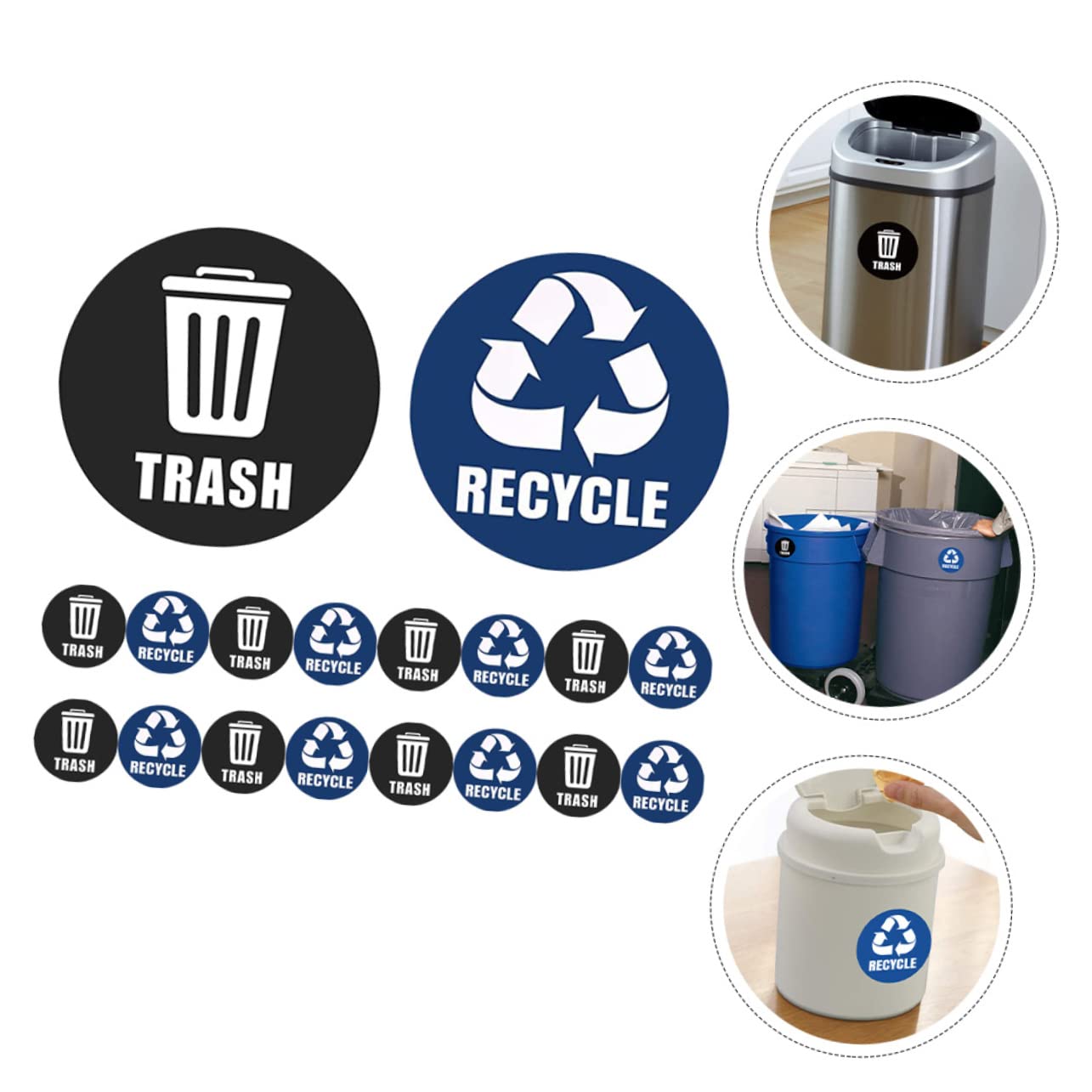 NUOBESTY Recycle & Trash Decal Sticker Set - PVC Waste Sorting Labels for Home & Office Trash Cans - Perfect for Kitchen, Bathroom & Classroom Recycling Bins