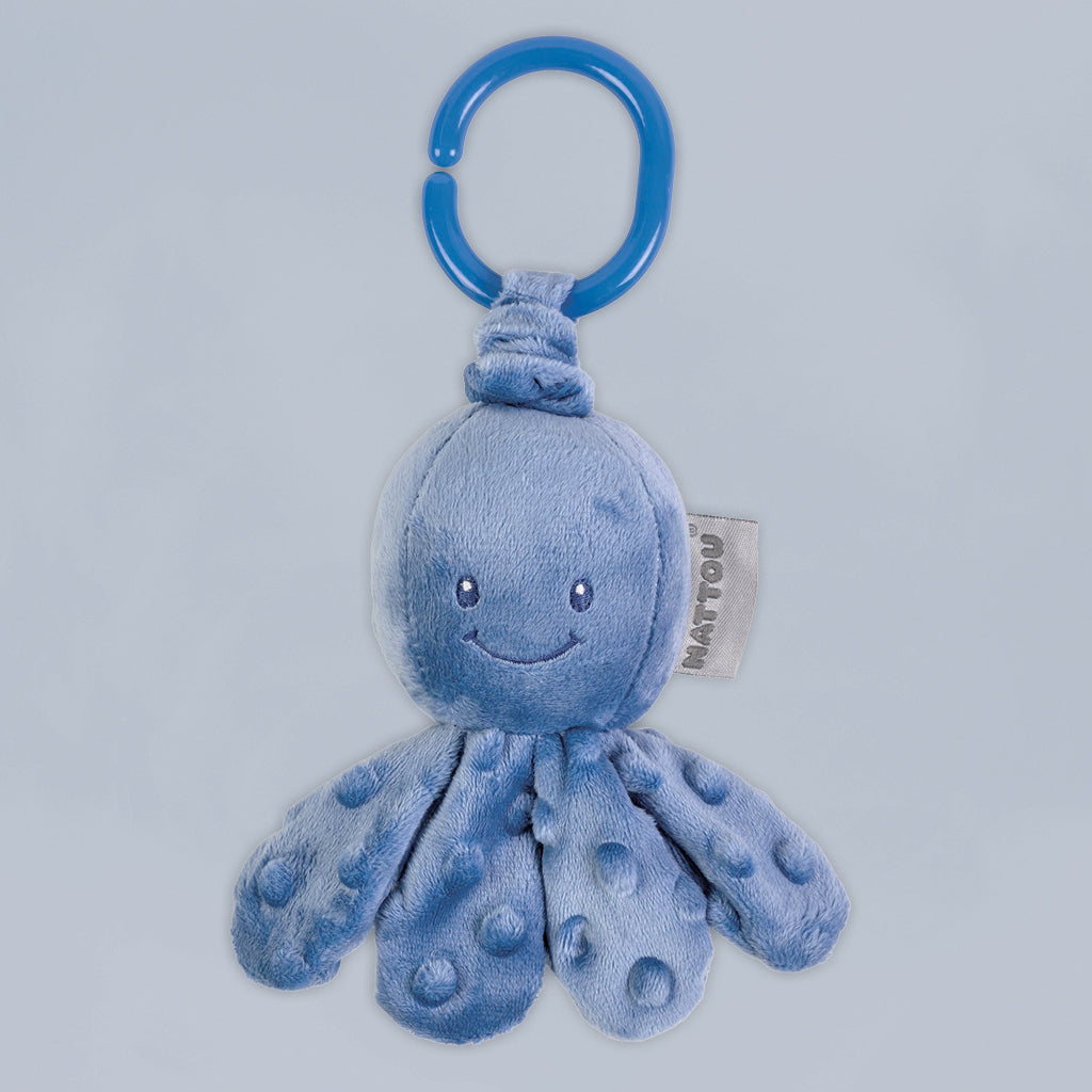 Dark Blue Nattou Lapidou Vibrating Octopus Toy - Fun Sensory & Stress Relief for Kids & Adults - Perfect for Playtime, Relaxation & Anxiety Relief