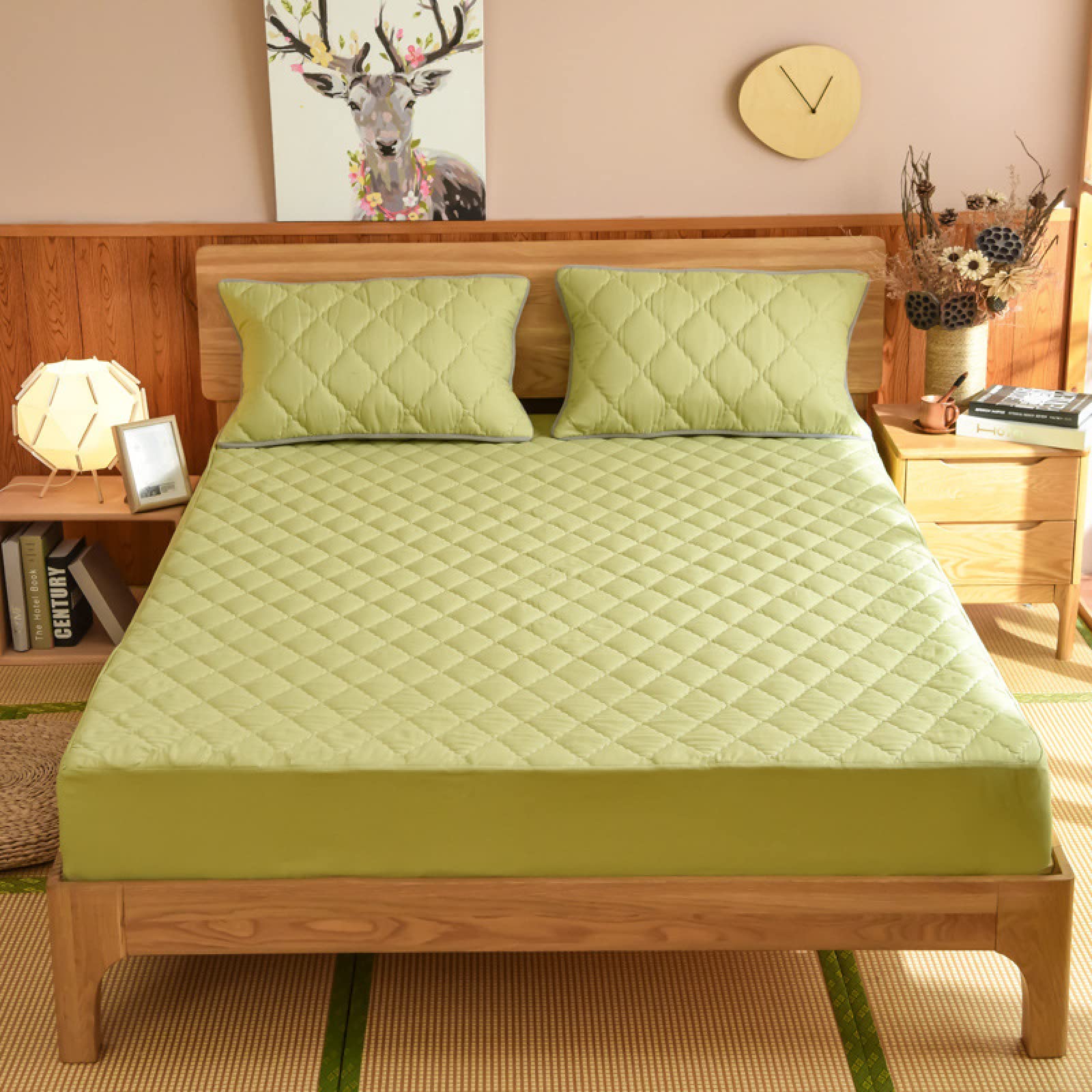 **CODYWE Twin Size Waterproof Mattress Protector - Soft Quilted, Breathable, Noiseless, Fitted Sheet for Bed Wetting Protection - 90x200+30cm (Green) - Ideal for Kids, Elderly & Allergy Sufferers**