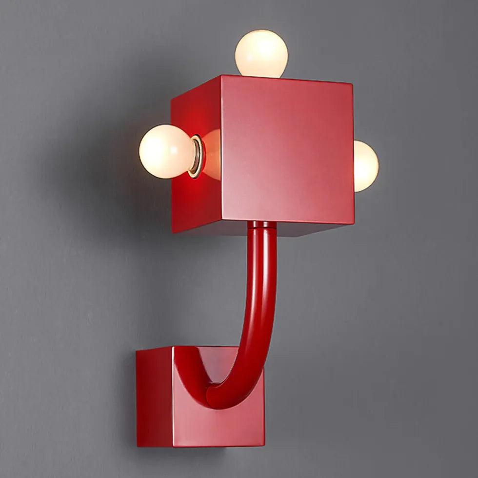 Modern Red Cube LED Wall Lights - Creative Geometric Design for Living Room, Bedroom, and Office Decor - Energy Efficient Indoor Lighting Solution