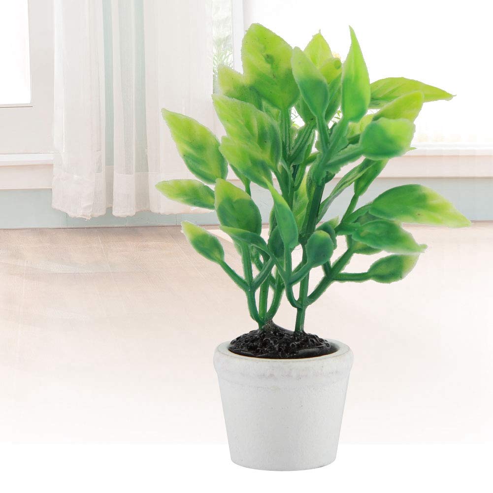 Fdit Artificial Miniature Green Plant Bonsai - Fake Potted Plant for Home, Office, Garden Decor - Perfect for Tabletop, Shelf, and Indoor Greenery Decorations