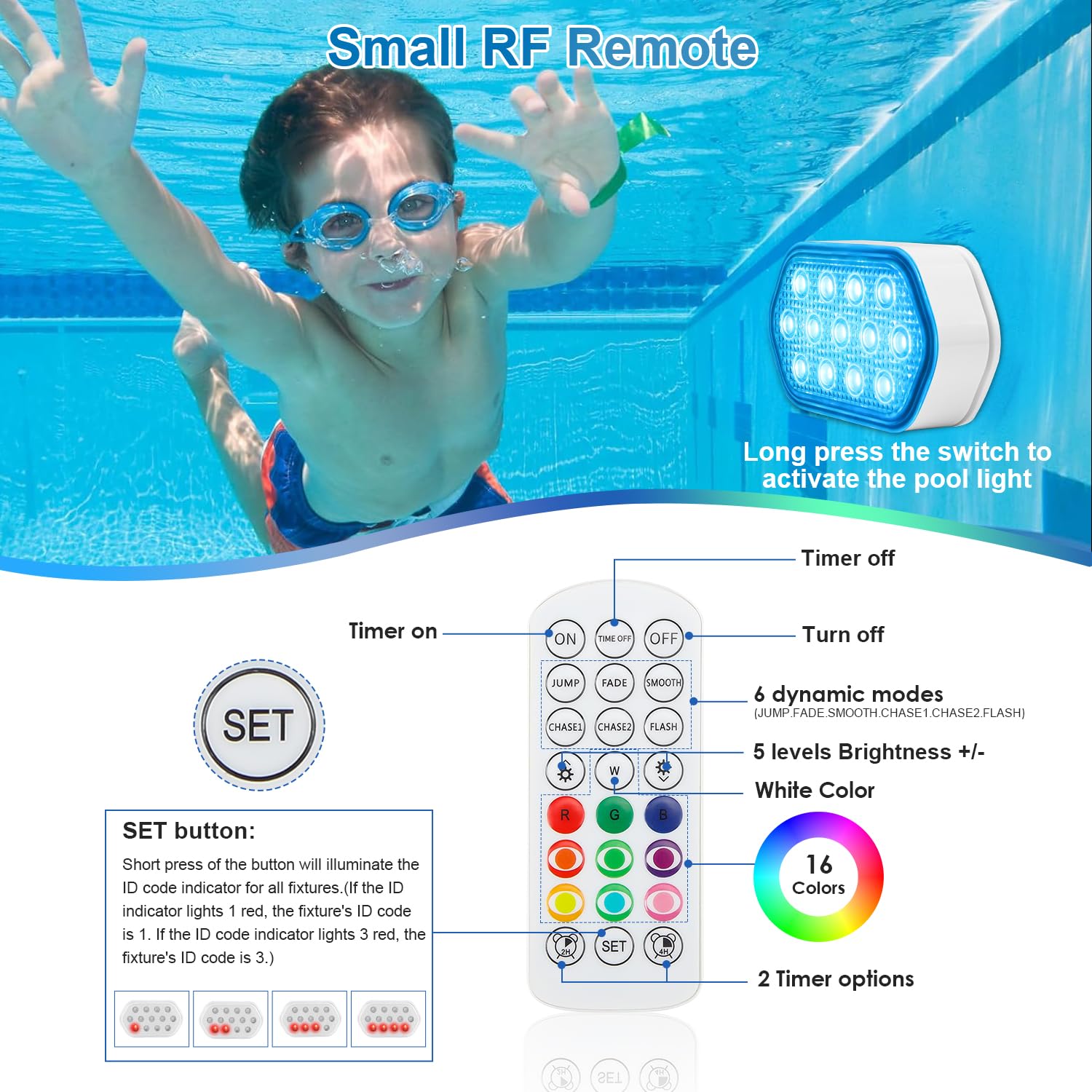 Rechargeable Submersible LED Pool Lights - 16 Color Chase Mode, IP68 Waterproof, Floating Lights with Remote (4 Pack) | Perfect for Inground Pools, Hot Tubs, and Backyard Water Features