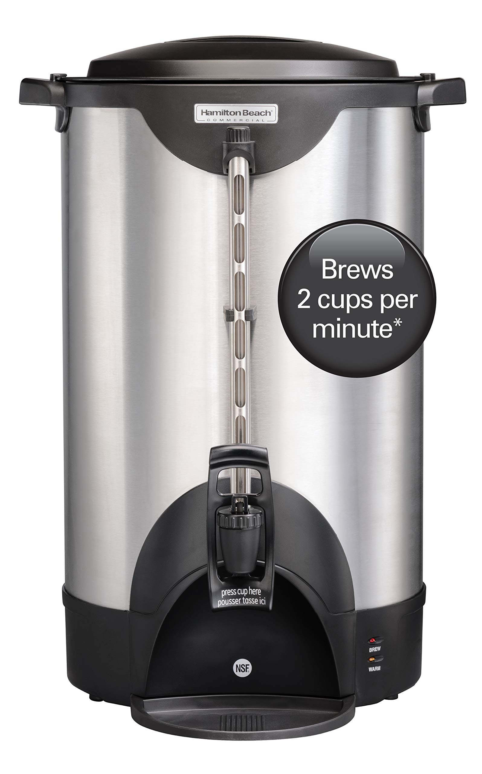 Hamilton Beach HCU100S Commercial 100-Cup Stainless Steel Coffee Urn - Double Wall Insulation, 120V Electric Coffee Maker - Perfect for Large Gatherings, Offices & Catering Events