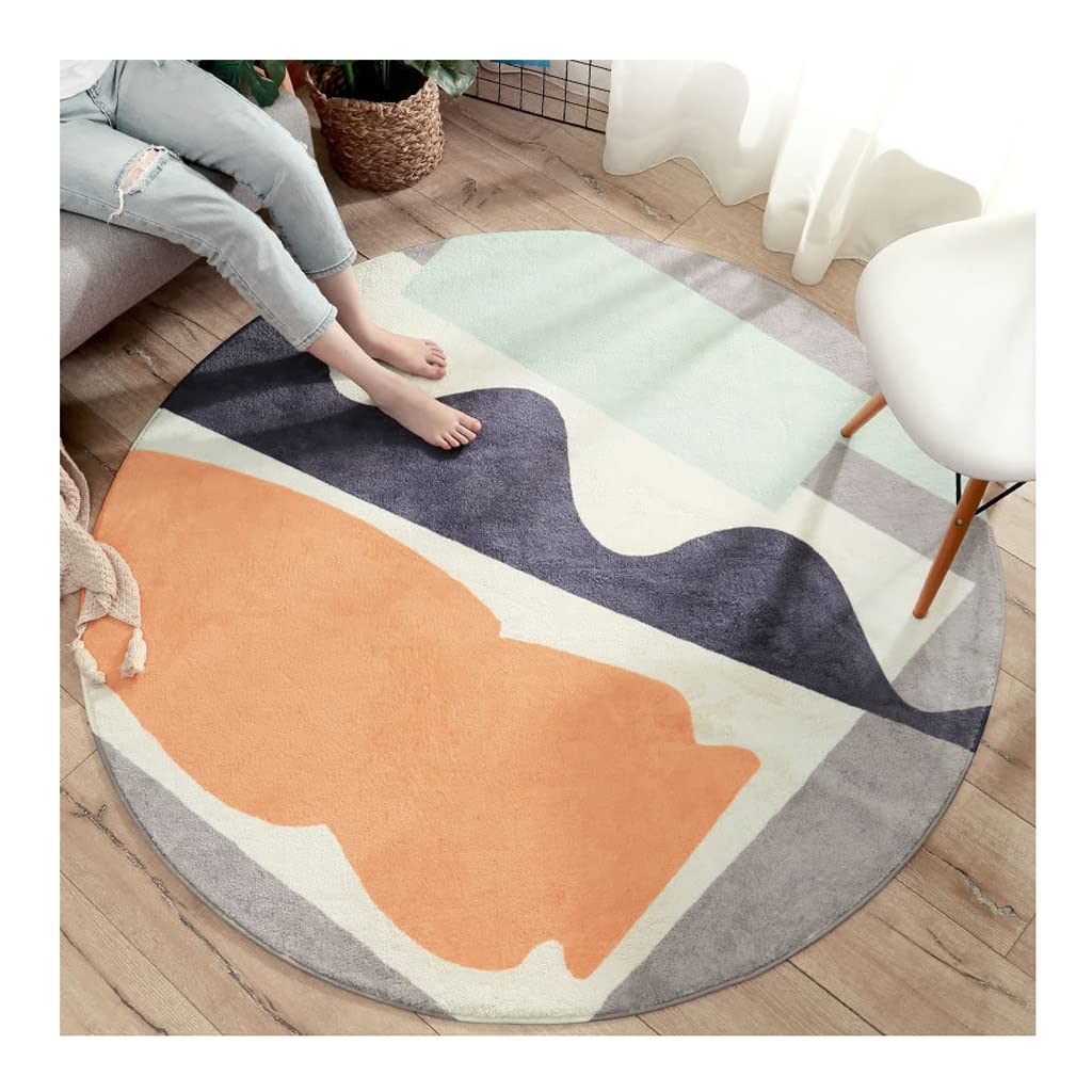 Non-Slip Modern Hard Floor Chair Cushion - Soft Lamb Cashmere Flower Pattern Rug for Home & Office - Round Carpet Mat for Living Room, Computer Chair & Workspace - Perfect for Home Decor, Yoga & Meditation Areas