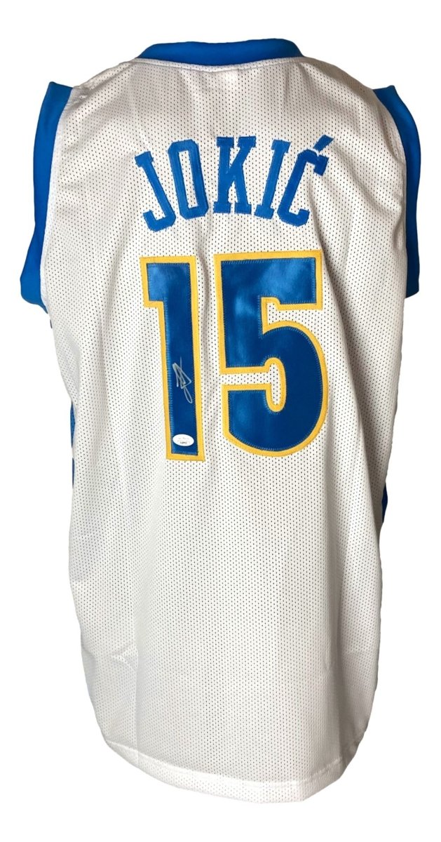 Nikola Jokic Denver Nuggets Signed White Basketball Jersey with JSA Hologram - Authentic NBA Memorabilia for Collectors and Sports Fans