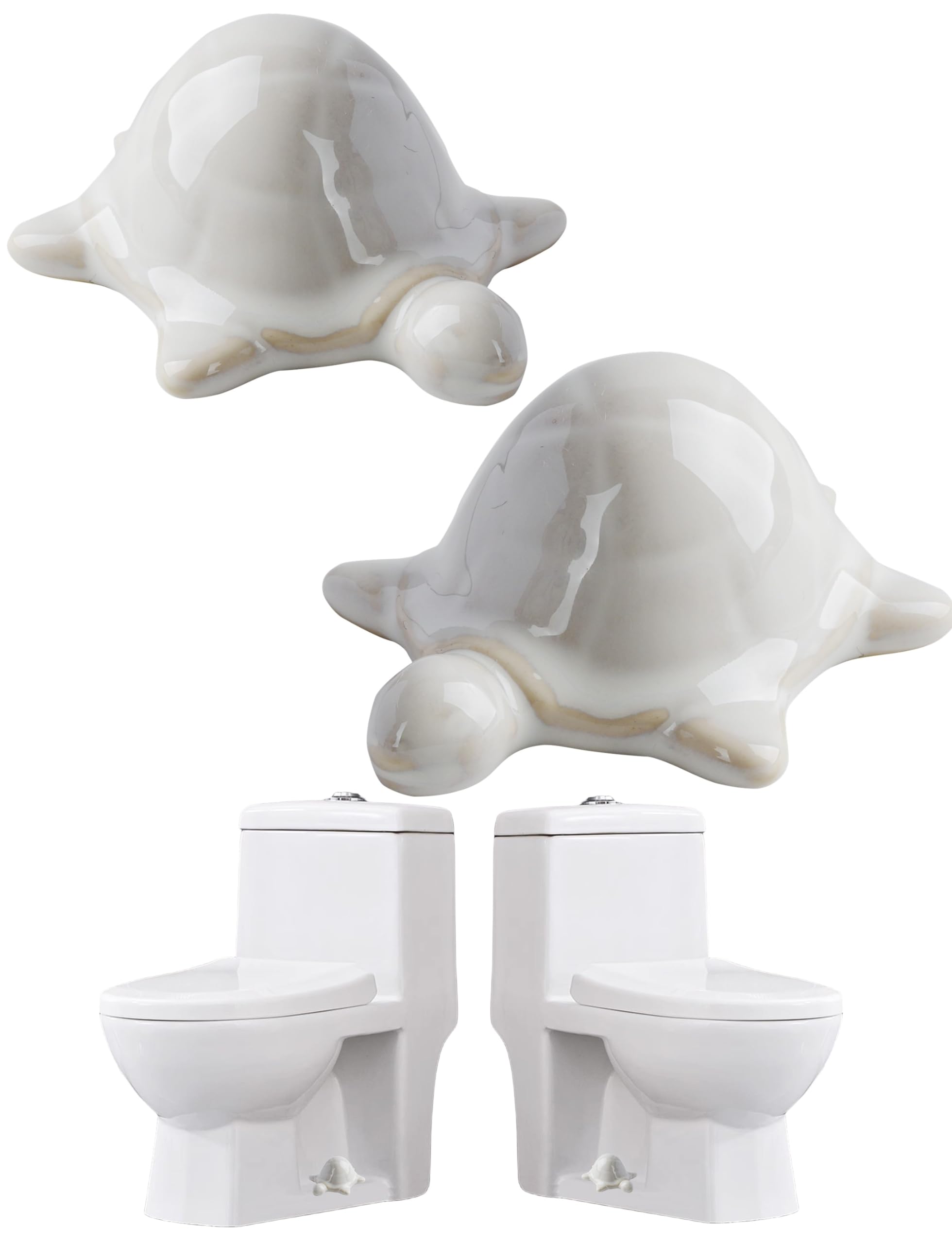 White Ceramic Sea Turtle Toilet Floor Bolt Caps - Cute Bathroom Decor & Fun Turtle-Themed Toilet Accessories - Easy Installation (Set of 4) - Perfect for Coastal, Nautical or Kids' Bathroom Themes