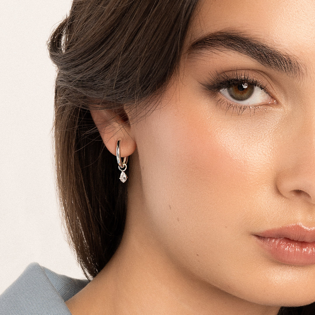 Axial Hoop Charm Earrings Set of 2 - Sterling Silver Minimalist Dainty Hoops for Women - Perfect for Everyday Wear, Date Night & Gifts