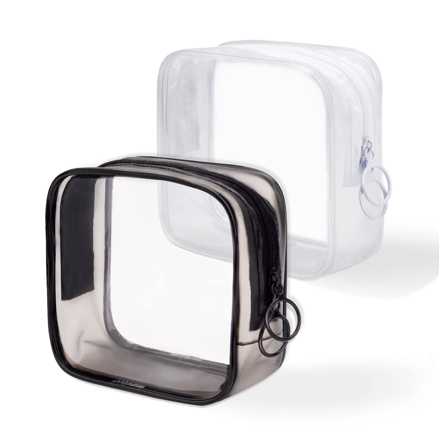LYroo 2 Pack Small Clear Makeup Bags - Mini Cosmetic Zipper Pouch for Women, Travel Essentials Organizer, Purse Accessories (Perfect for Toiletries, Jewelry & Small Items)