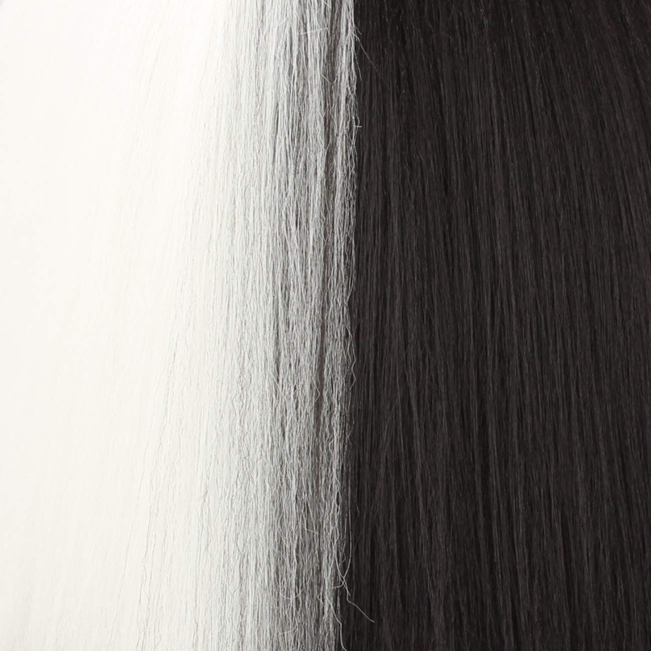 Halloween Wigs for Women - Short Bob Kinky Straight Synthetic Wig with Full Bangs in Black & White | Perfect for Cosplay, Costume Parties & Halloween Events