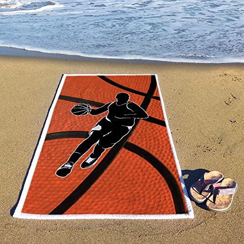 ChalkTalkSPORTS Premium Basketball Beach Towel - Large, Soft & Absorbent for Players & Fans | Perfect for Beach, Pool, Gym & Sports Events