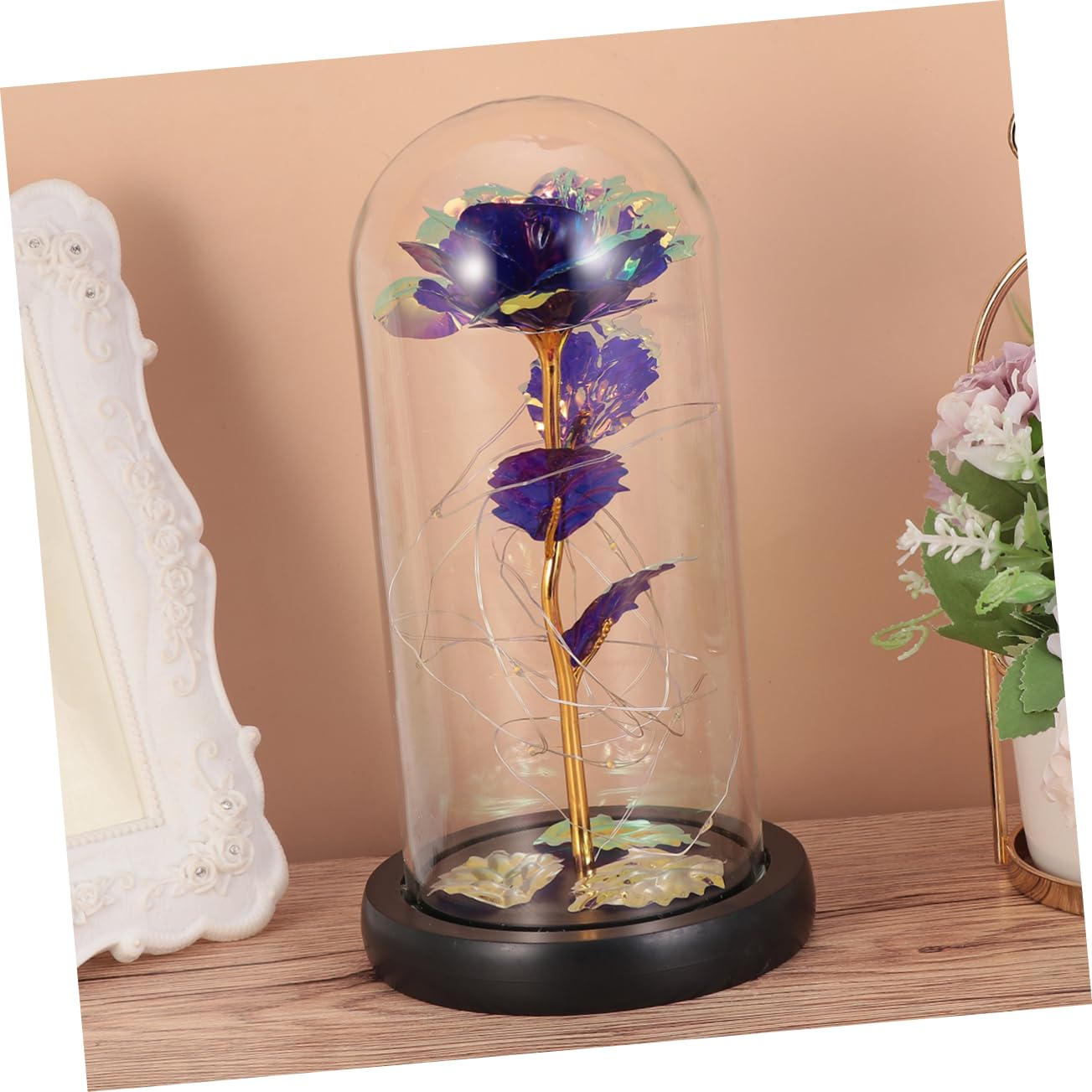Yardenfun Eternal Flower Lamp - Glass Rose LED Night Light for Home Decor, Bedroom, Living Room, Romantic Gifts for Women