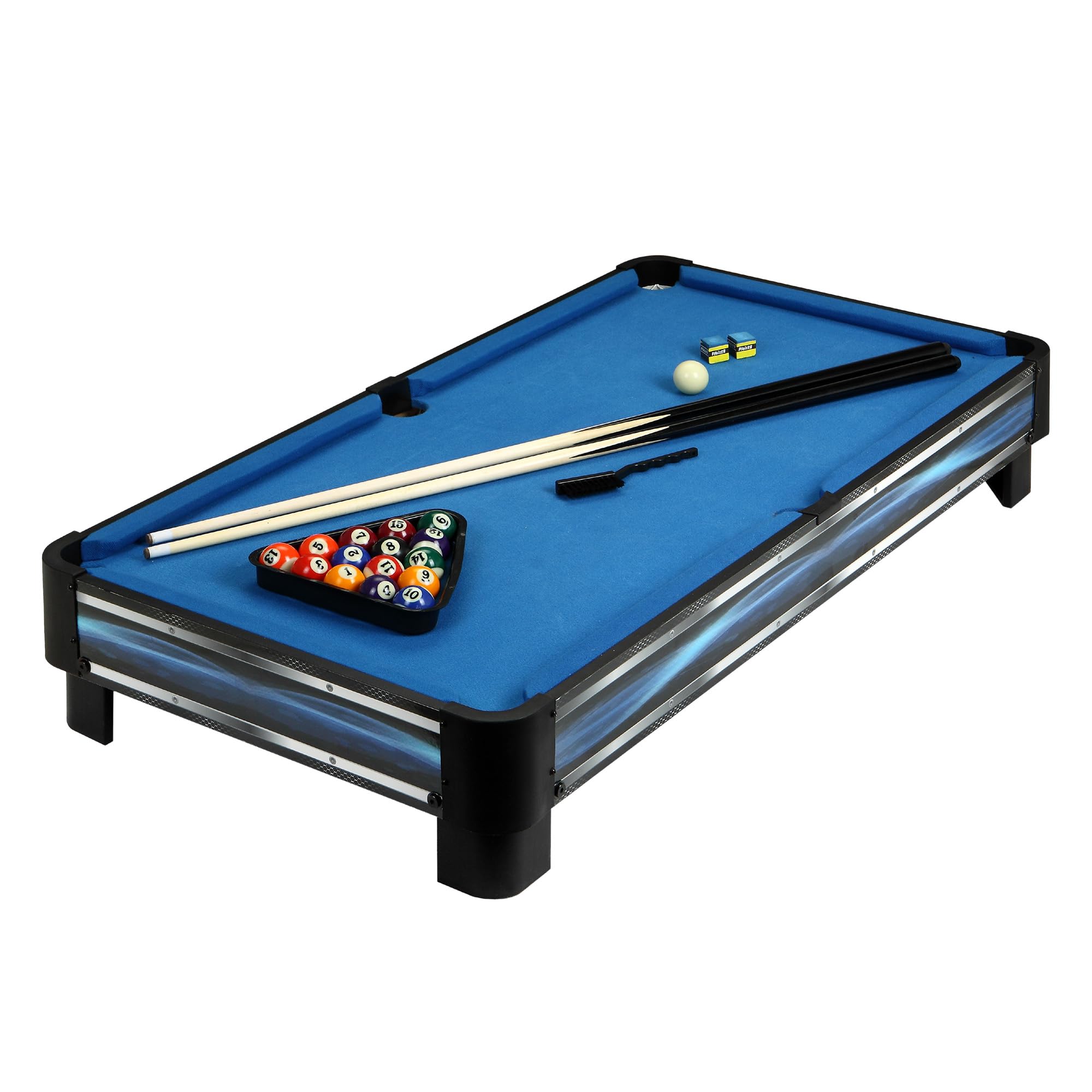 Hathaway Breakout 40-inch Portable Pool Table Topper - Blue Billiards Game Set with Cue Sticks, Balls, Triangle Rack, Chalk & Brush | Perfect for Dining Table Conversion, Game Rooms & Indoor Entertainment