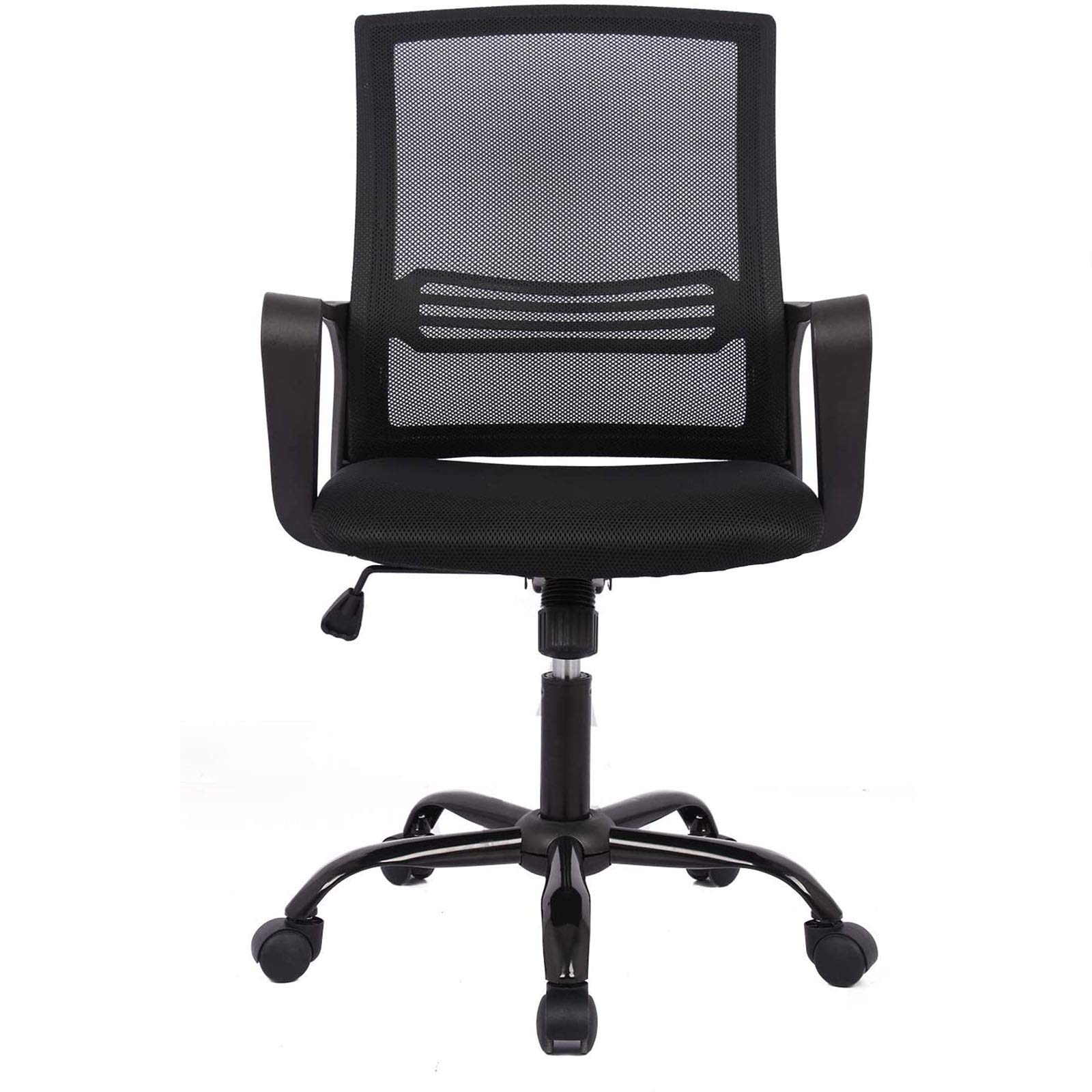 Ergonomic Mesh Office Chair with Lumbar Support & Adjustable Armrests - Black Swivel Rolling Computer Desk Chair for Home & Executive Workspaces - Perfect for Long Work Hours, Gaming & Remote Work