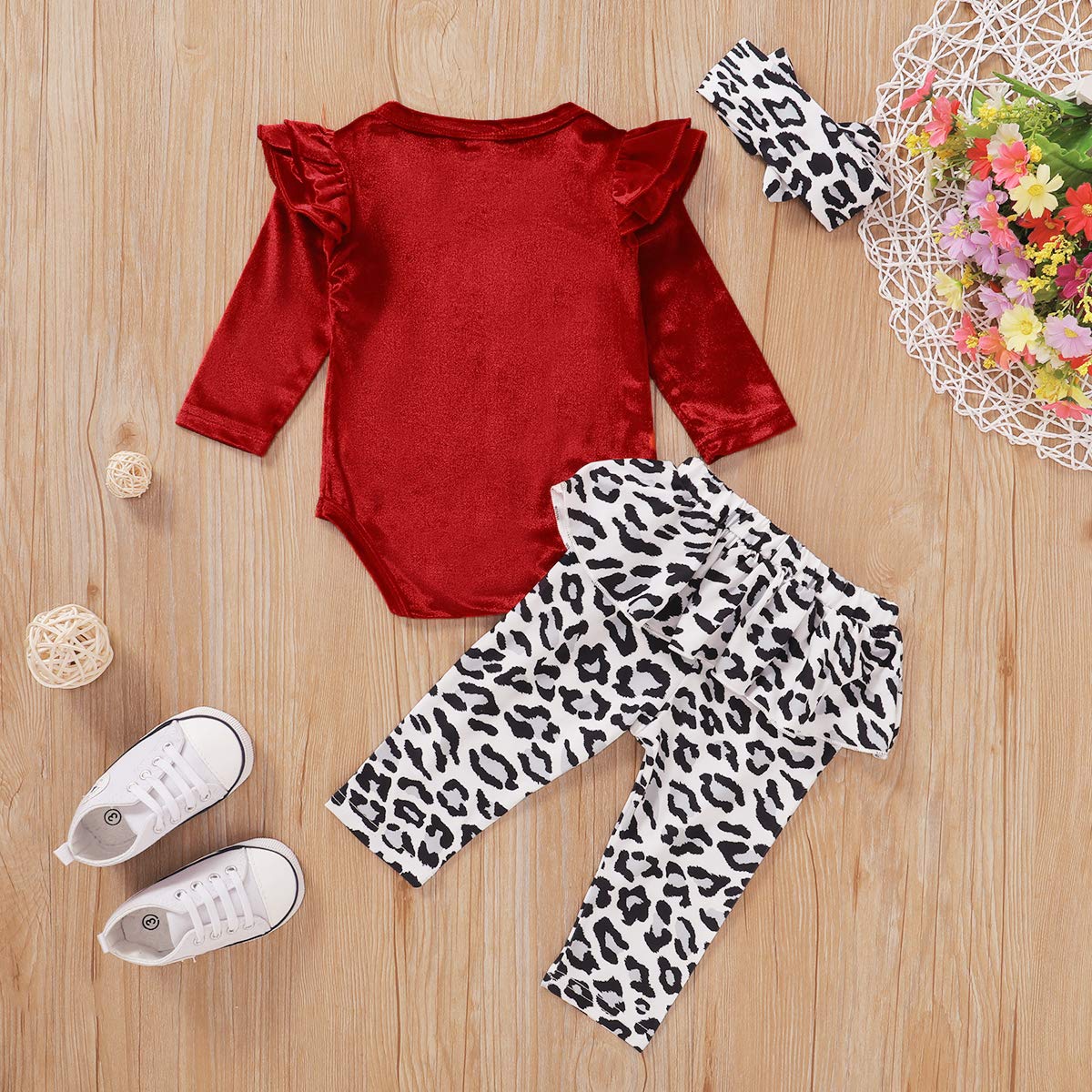 3PCS Baby Girl Clothes Set - Newborn Toddler Romper Bodysuit Jumpsuit with Floral Pants Outfit | Soft & Comfortable for Daily Wear, Playtime & Photo Shoots