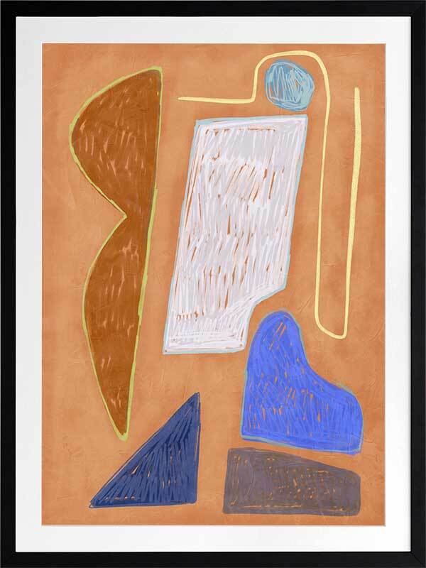 Desert Geo I Framed Art Print - Modern Abstract Wall Decor for Living Room, Bedroom & Office - Perfect for Home & Office Decor