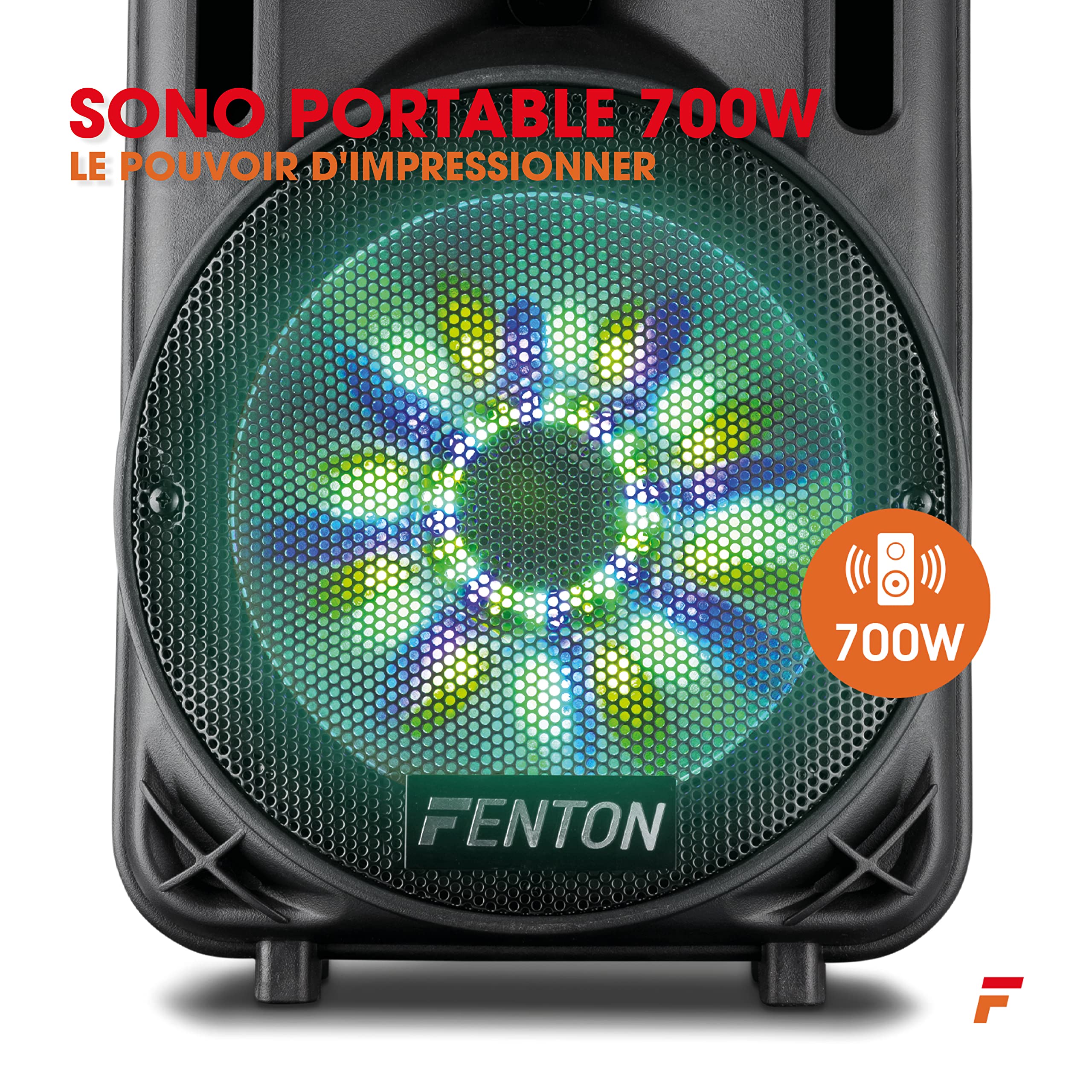 FT12LED 700W Portable Bluetooth Speaker with 12-Inch Battery - Wireless Audio Streaming, USB/SD/AUX Input, Wired Mic, Colorful LED Lights | Perfect for Outdoor Parties, Beach Trips, Camping & Home Entertainment
