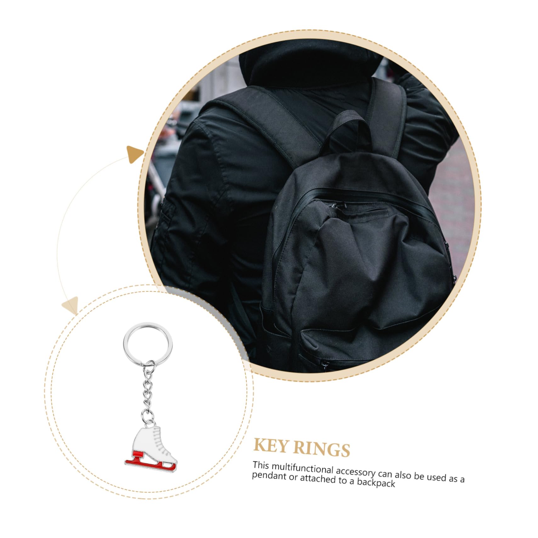 WOONEKY Small Roller Skate Keychain - Durable Zinc Alloy Key Ring with Clip for Bags, Backpacks & Keys | Cute Skateboard Accessory for Skaters & Fashion Enthusiasts