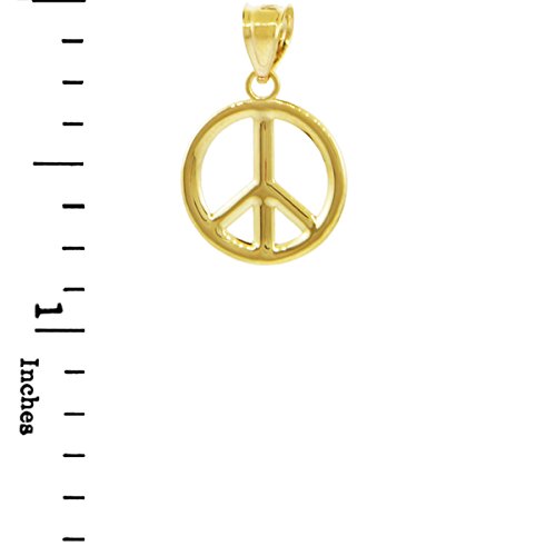 14k Yellow Gold Peace Symbol Pendant Necklace for Women - Dainty Minimalist Jewelry Gift for Birthday, Anniversary & Everyday Wear