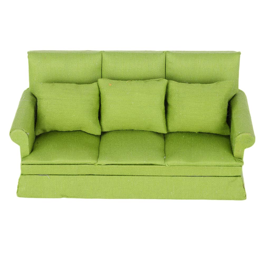 Mini Wooden Dollhouse Sofa - Portable Kids Furniture for Bedroom Play (Apple Green) | Perfect for Pretend Play, Dollhouse Decor & Children's Gift
