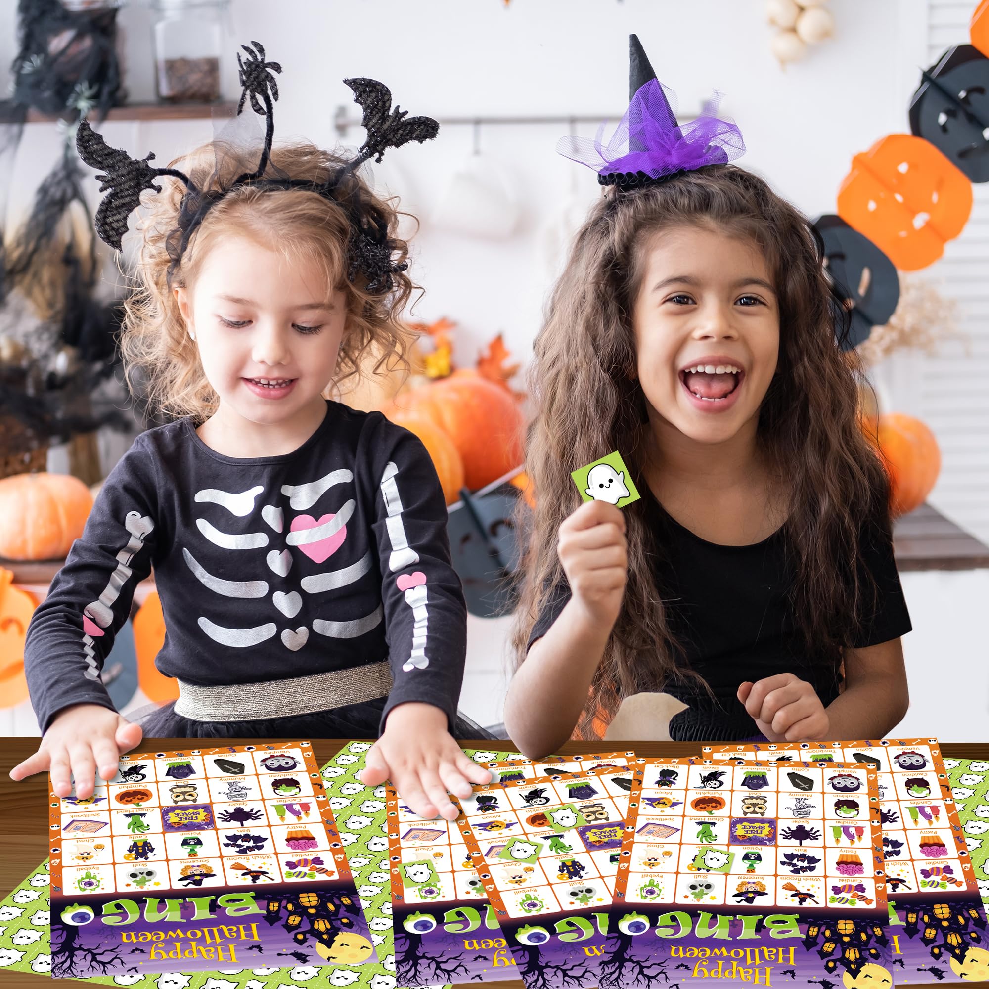 Halloween Bingo Game for Kids - 24 Players Party Supplies | Family Halloween Party Activities & Crafts