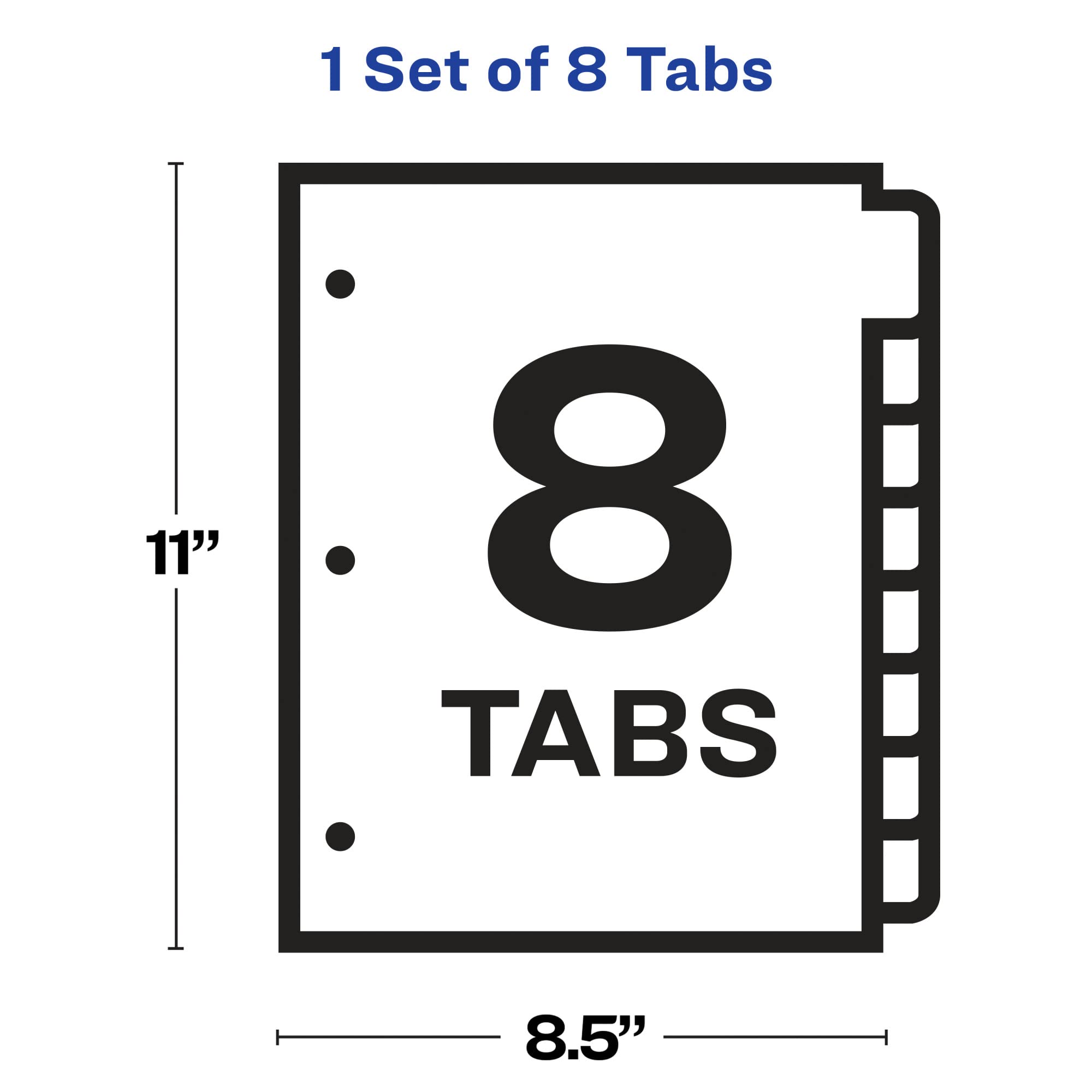 Avery 8-Tab Sheet Protector Dividers with Printable Easy Peel Clear Labels - White Tabs Index Maker Set (75501) for Office Organization, School Binders & Document Filing