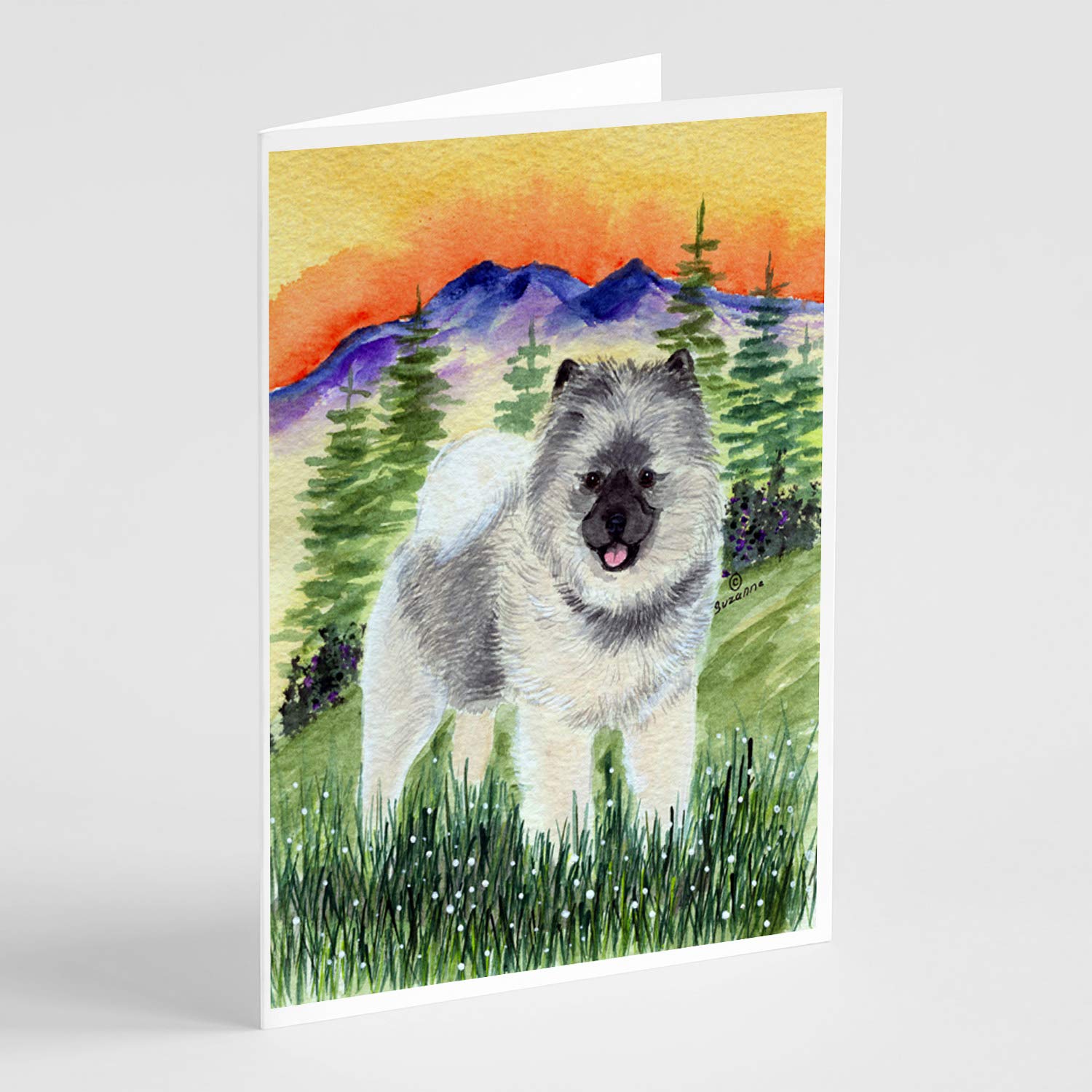 Keeshond Greeting Cards Set of 8 with Envelopes | 5x7 A7 Blank Note Cards for All Occasions | Whimsical Dog Lover Stationery for Birthdays, Thank You Notes & Holiday Cards