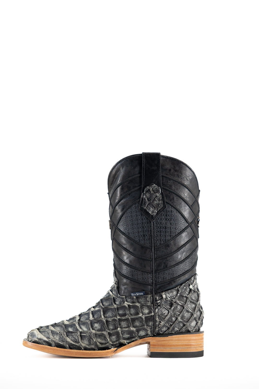 Prescott Pirarucu Exotic Leather Square Toe Cowboy Boots for Men - Western Riding, Country Dance & Outdoor Adventures