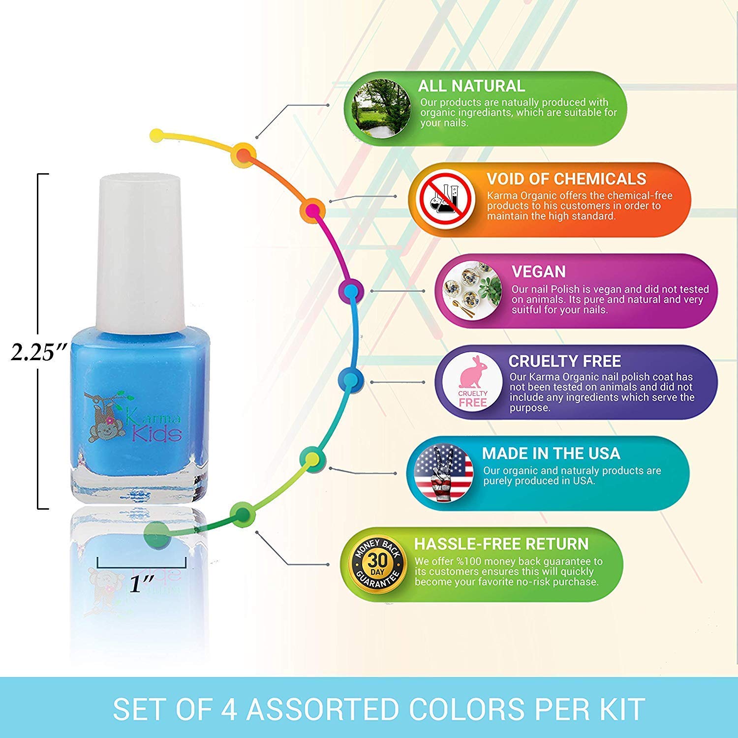 Organic Soybean Lavender Nail Polish Remover (4FL-Oz) & Non-Toxic Kids Nail Polish Set – Safe, Natural Nail Care for Children & Adults – Perfect for Home Spa Days, Birthday Parties & DIY Manicures