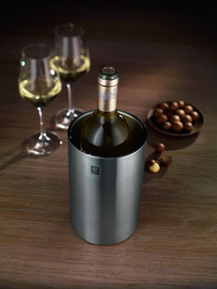 ZWILLING Sommelier Stainless Steel Wine Cooler - Premium Silver Chiller for White & Red Wine - Perfect for Parties, Dining & Home Bars