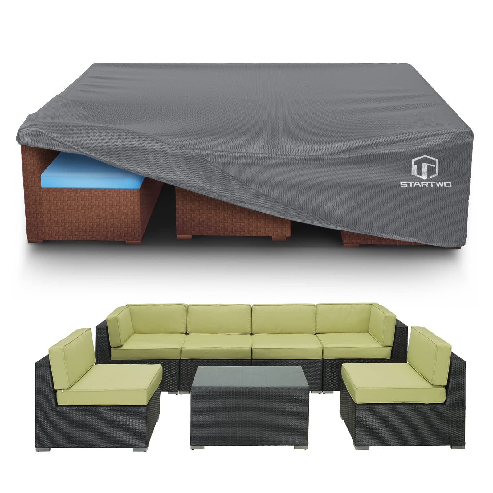 STARTWO Waterproof Patio Furniture Covers for 12-Piece Outdoor Dining Set & Sectional Sofa (126