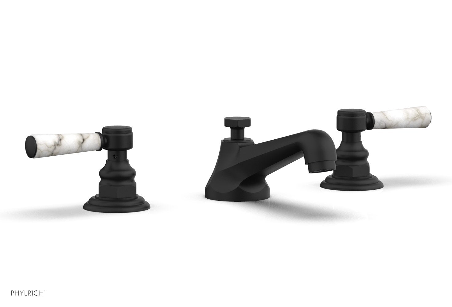 HEX TRADITIONAL Widespread Bathroom Faucet with White Marble Lever Handles - Model 500 03 | Perfect for Modern Bathroom Vanities and Powder Rooms