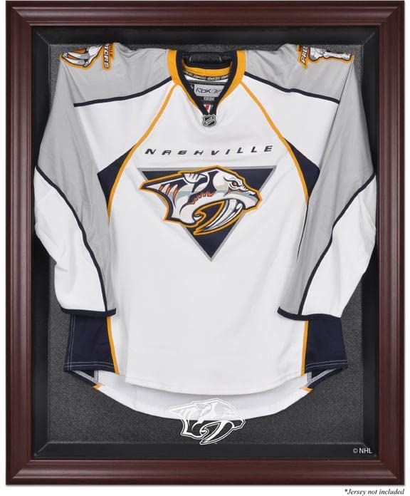 Nashville Predators Mahogany Hockey Jersey Display Case - Premium Wooden Jersey Shadow Box for Framing & Protection - Perfect for Man Cave, Sports Bar, or Fan Cave Decor