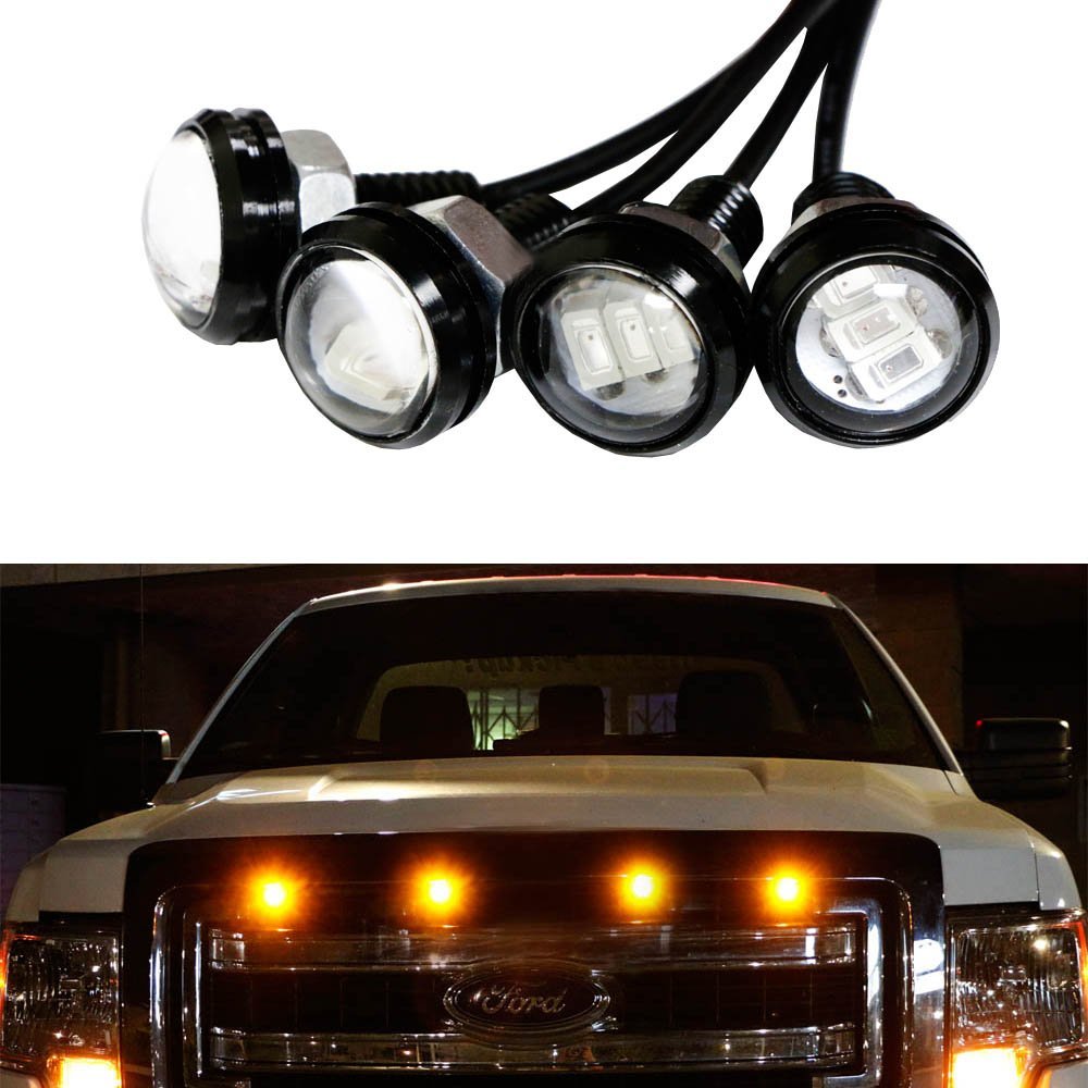 4-Piece Ford SVT Raptor Style LED Amber Grille Light Kit - Universal Fit for Trucks & SUVs - Off-Road, Night Driving & Custom Styling Upgrade