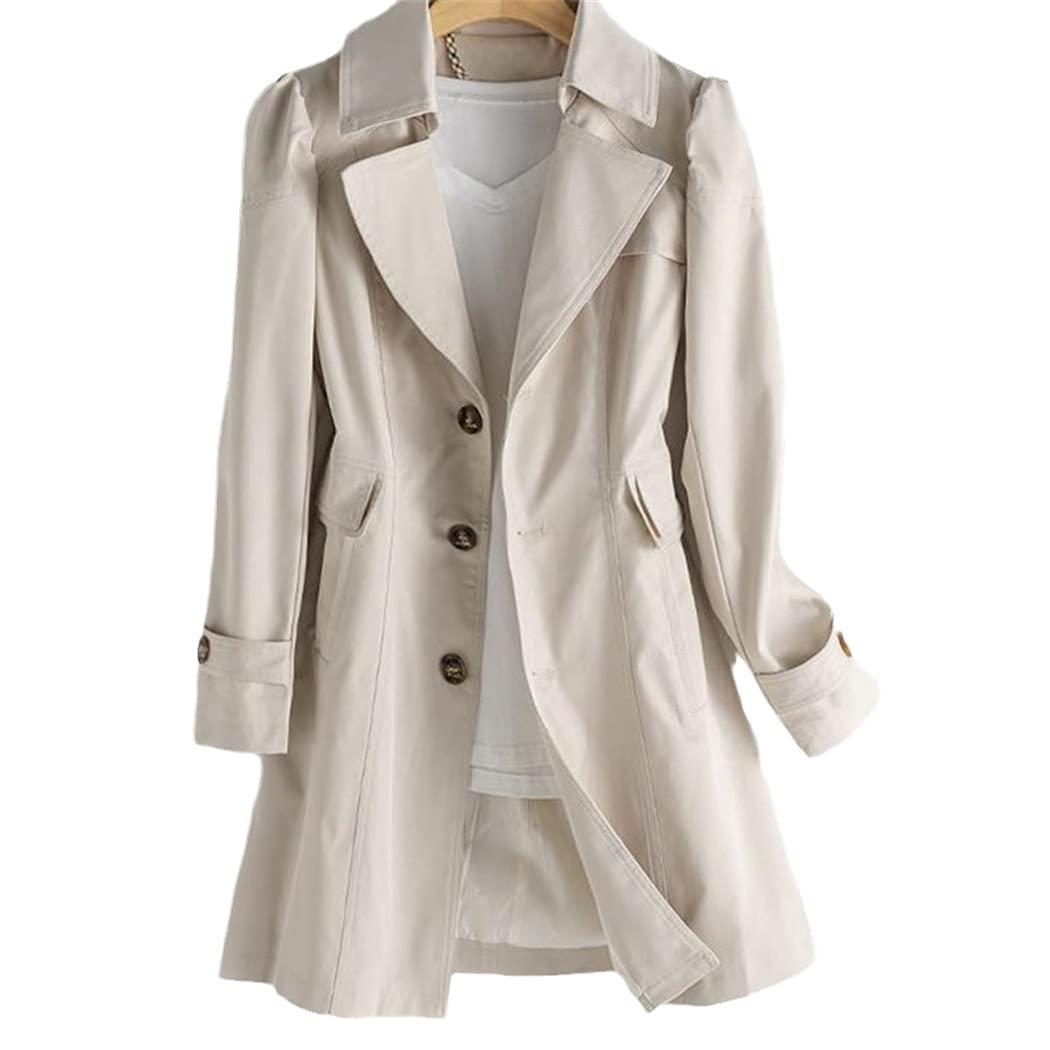 Elegant Slim Long Trench Coat for Women - Spring & Autumn Windbreaker - Office & Casual Wear - Perfect for Work, Travel & Everyday Outfits