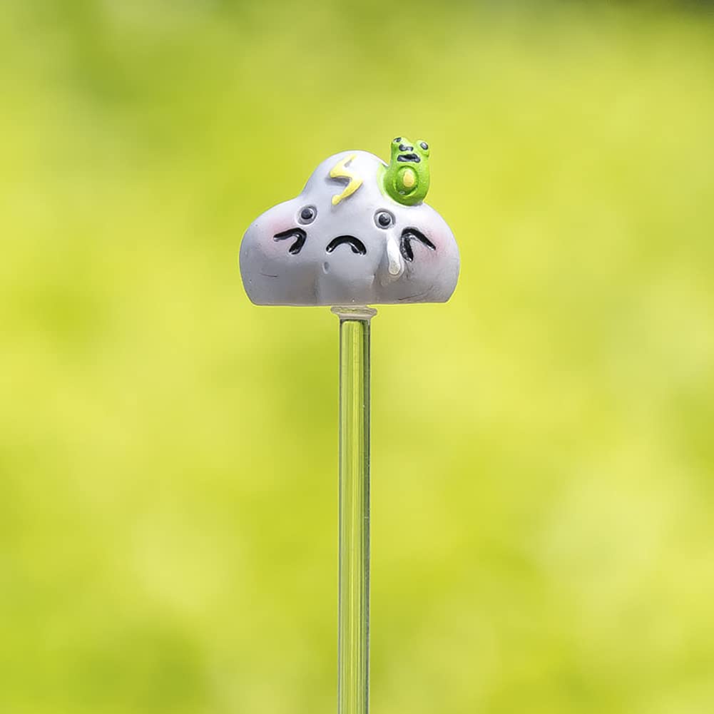 Resin Fairy Garden Kit - Miniature Weather Emoticon Figurines, Flower Pot & Plant Decor Set for Kids | Whimsical Micro Landscape Accessories (Lightning Clouds Design) | Perfect for Fairy Gardens, Indoor Plant Displays & Kids' Creative Play