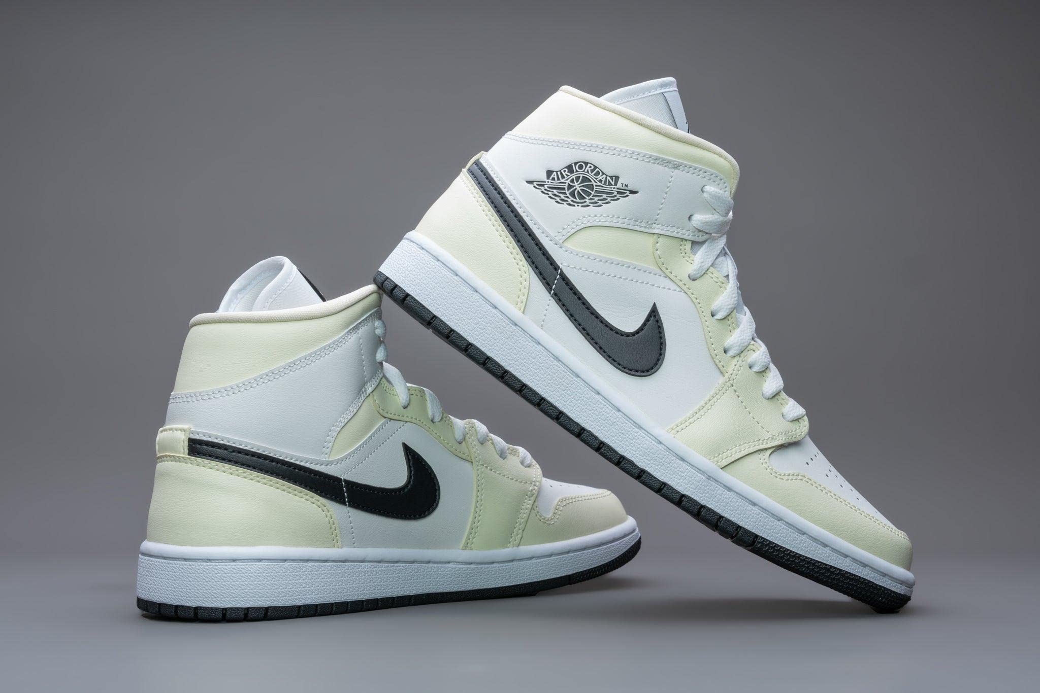 Nike Jordan Air 1 Mid Women's Shoes BQ6472-121 - Size 9.5W Coconut Milk White - Casual Sneakers for Streetwear & Basketball Fashion