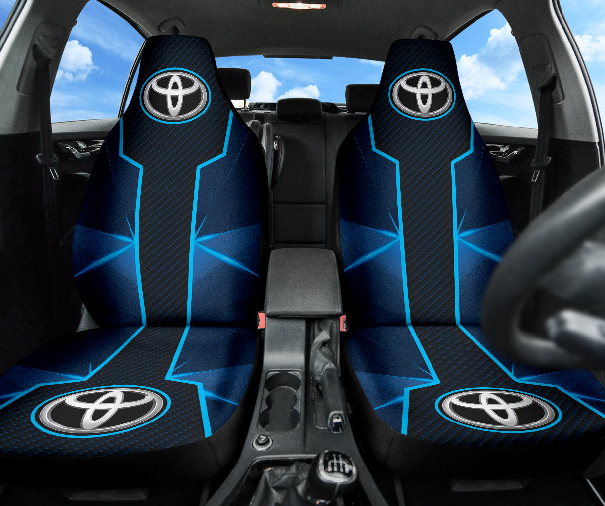 Premium Toyota Blue Car Seat Covers 210101 - Universal Fit, Comfort & Style for Sedans, SUVs & Trucks - Perfect for Daily Commute, Road Trips & Family Outings