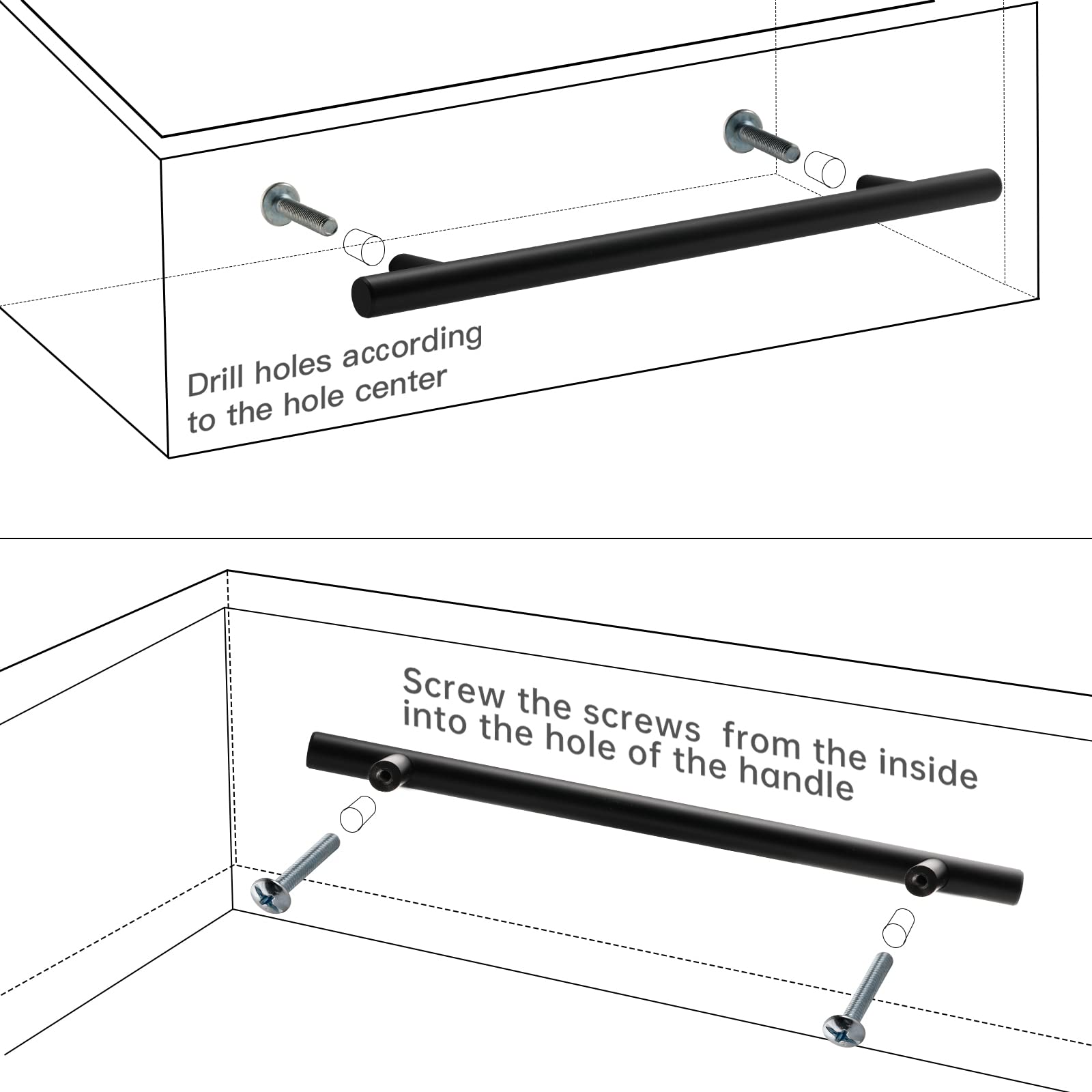 Modern Black Cabinet Handles - 10 Pack, 6.3 Inch Aluminum Alloy Drawer Pulls for Kitchen & Bathroom