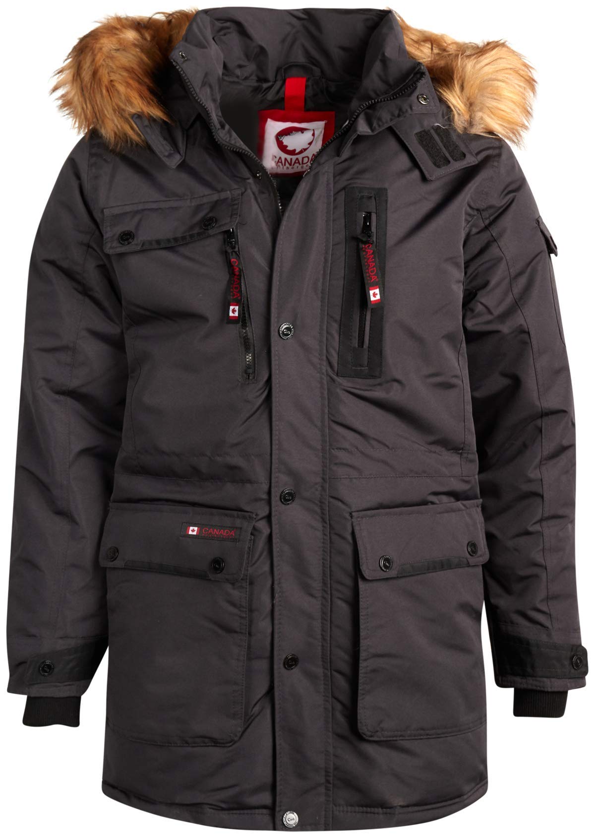 CANADA WEATHER GEAR Men's Heavyweight Teflon Canvas Winter Parka Jacket - Waterproof Insulated Cargo Coat for Extreme Cold (Sizes M-XXL) | Perfect for Snowboarding, Ice Fishing & Arctic Expeditions