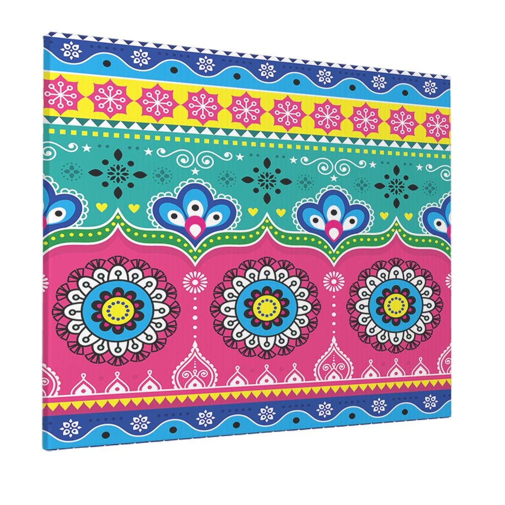 Swono Colorful Floral Wall Art Canvas Painting - Pakistani Truck Art Design Home Decor Print on Premium Canvas (20