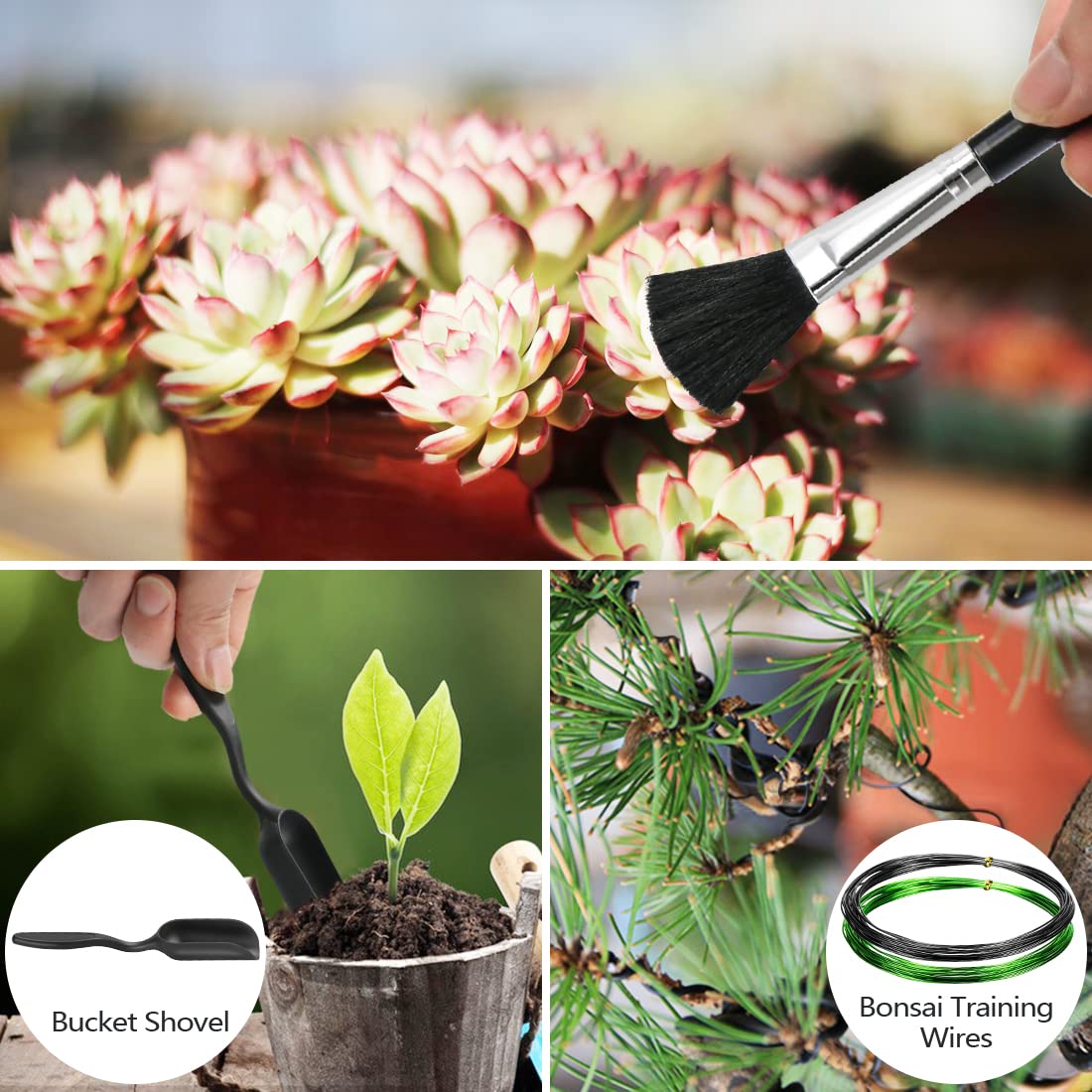 21-Piece Bonsai Tool Kit with Pruning Shears, Trimming Scissors, Training Wire & Succulent Tools - Premium Gardening Gift Set in Leather Storage Bag for Women & Plant Lovers - Perfect for Bonsai Care, Succulent Arranging & Indoor Gardening