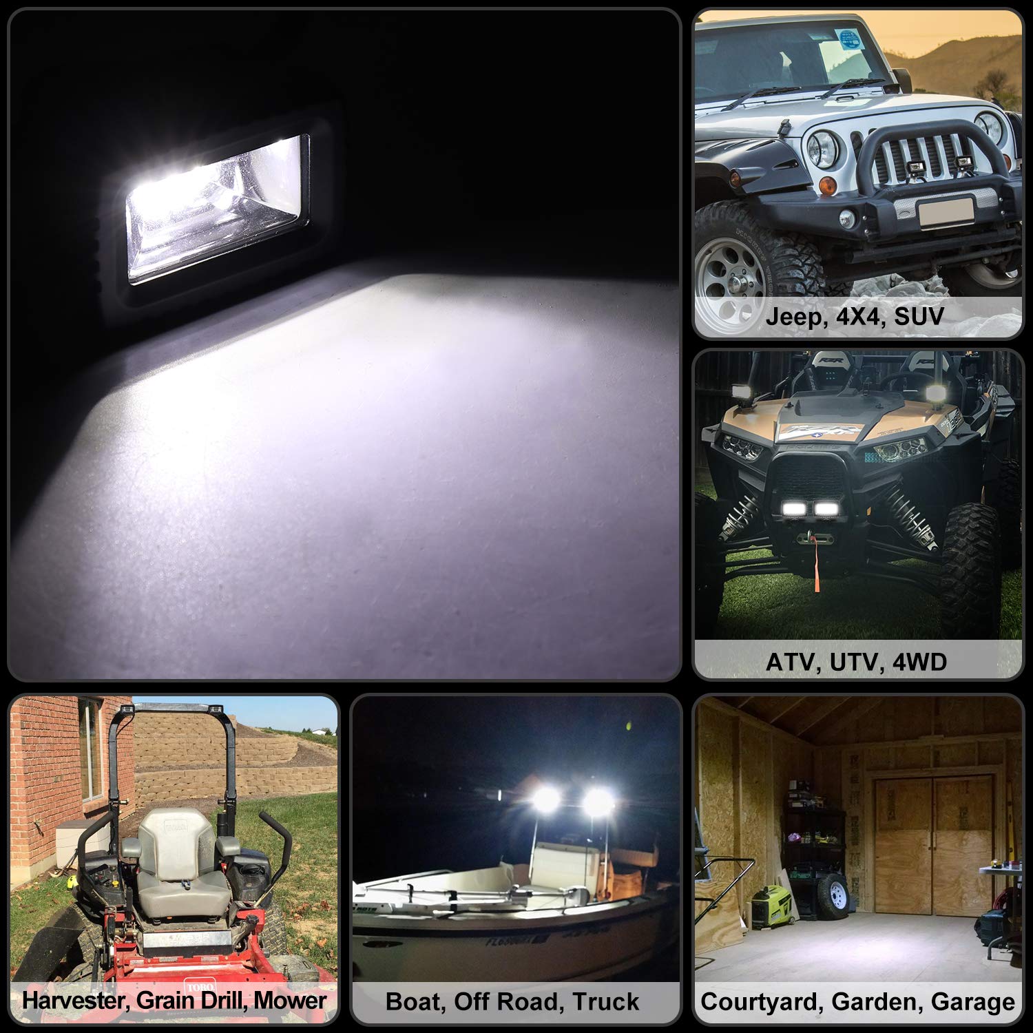 20W LED Pods - 2PCS Flood Light Bar for Off-Road, Truck, ATV, UTV, SUV & Boat - Backup Driving & Fog Lights - Durable Waterproof for Outdoor Adventures & Night Driving