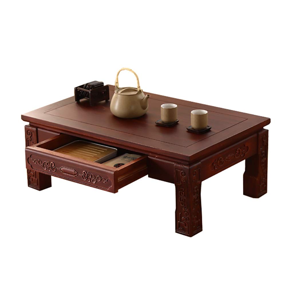 Japanese Style Low Wooden Coffee Table with Drawers - Modern Tea Table for Tatami, Bedroom, Bay Window & Tea Room - 3 Color Options (50cm) - Perfect for Zen Decor, Small Spaces & Asian-Inspired Interiors