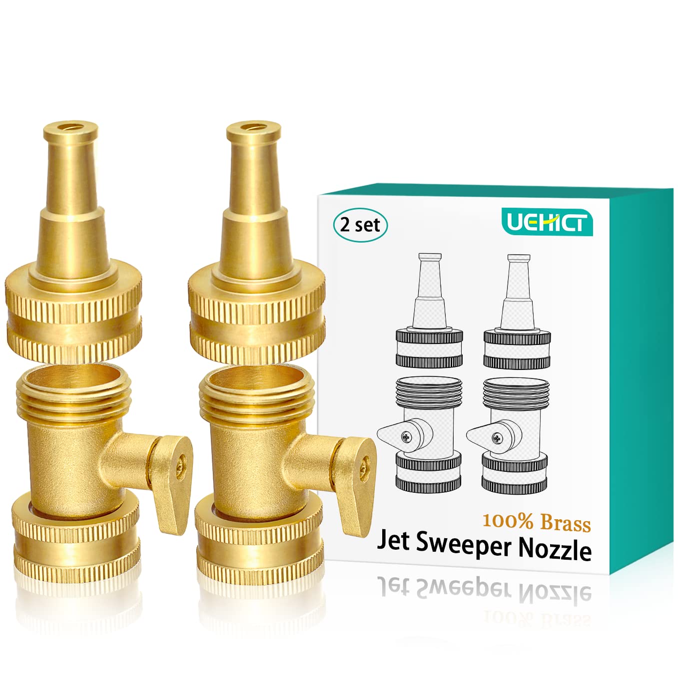UEHICT Heavy Duty Brass Jet Nozzle Power Washer - 3/4
