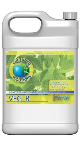 Organic Liquid Fertilizer for Plants - Cultured Solutions CSVEGBGAL Veg B Gallon (1 Gallon, Natural) - Ideal for Outdoor Gardens, Patio Plants & Hydroponics