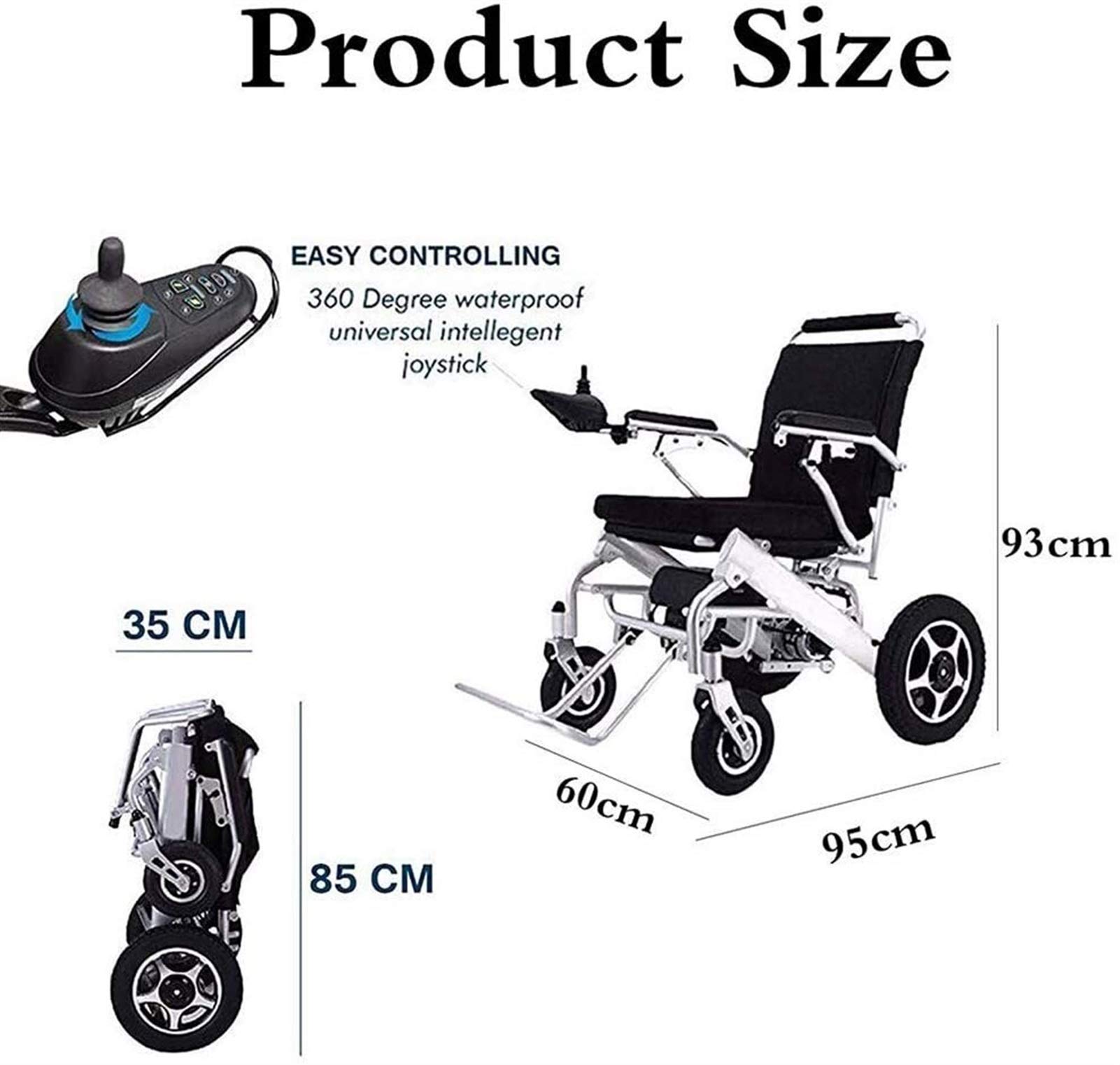 Best Electric Wheelchair for Adults & Seniors - Lightweight Folding Power Wheelchair with Large Wheels - Mobility Scooter for Disabled & Elderly - Perfect for Indoor & Outdoor Use, Travel, Shopping & Daily Activities